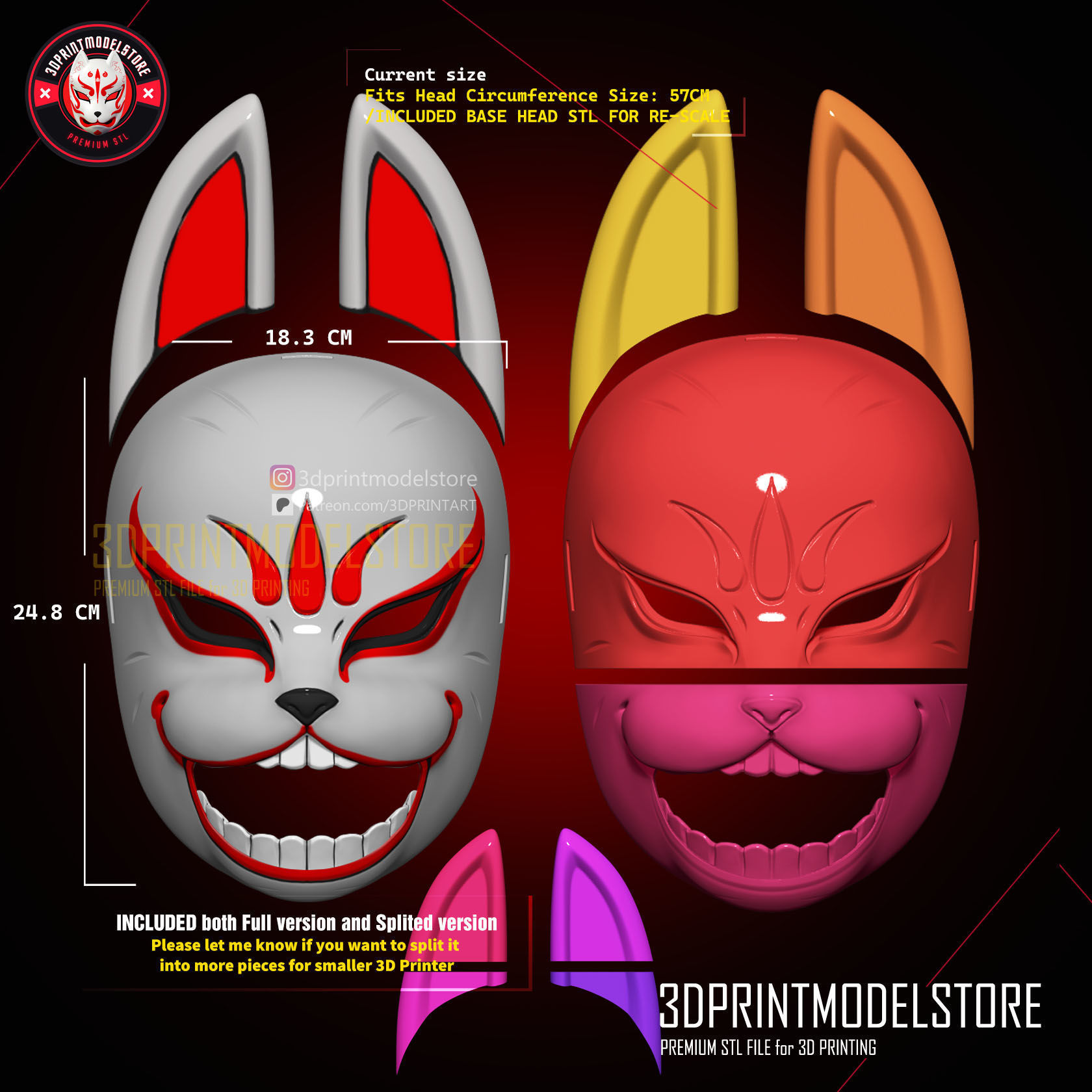 Genba Kazama Ninja Fox Mask - The Elusive Samurai Cosplay 3D print model_5