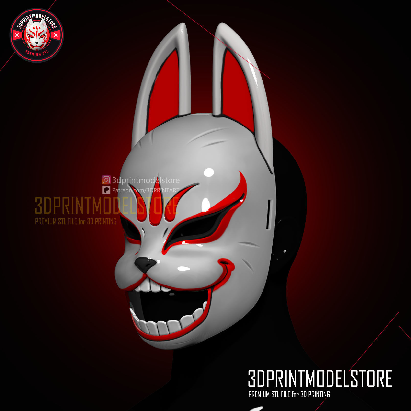 Genba Kazama Ninja Fox Mask - The Elusive Samurai Cosplay 3D print model_1