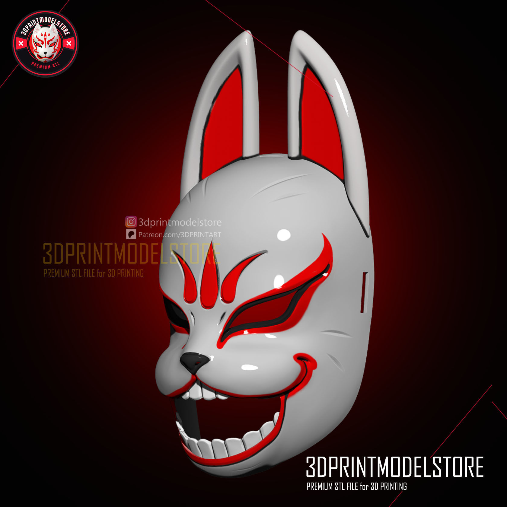 Genba Kazama Ninja Fox Mask - The Elusive Samurai Cosplay 3D print model_3