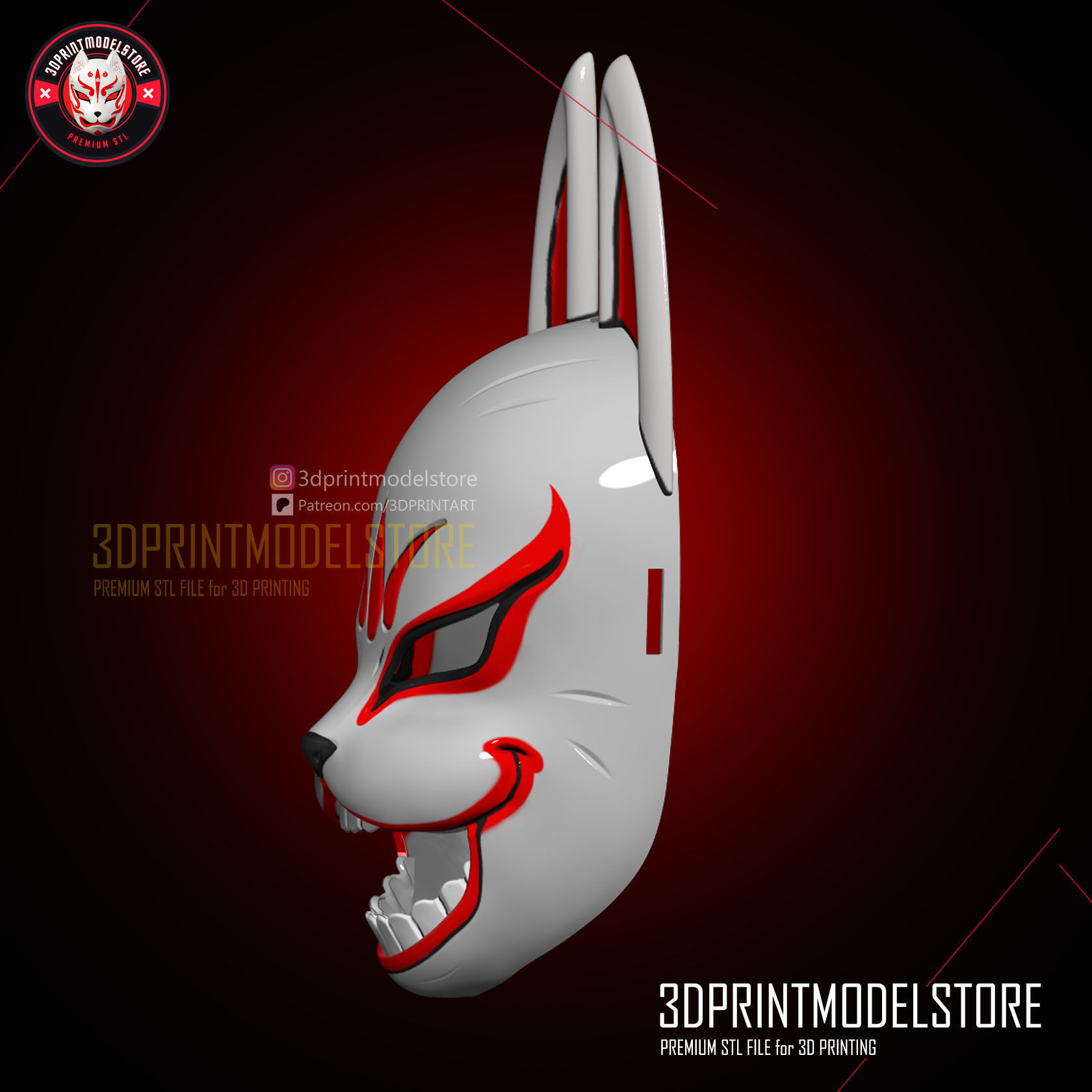 Genba Kazama Ninja Fox Mask - The Elusive Samurai Cosplay 3D print model_4