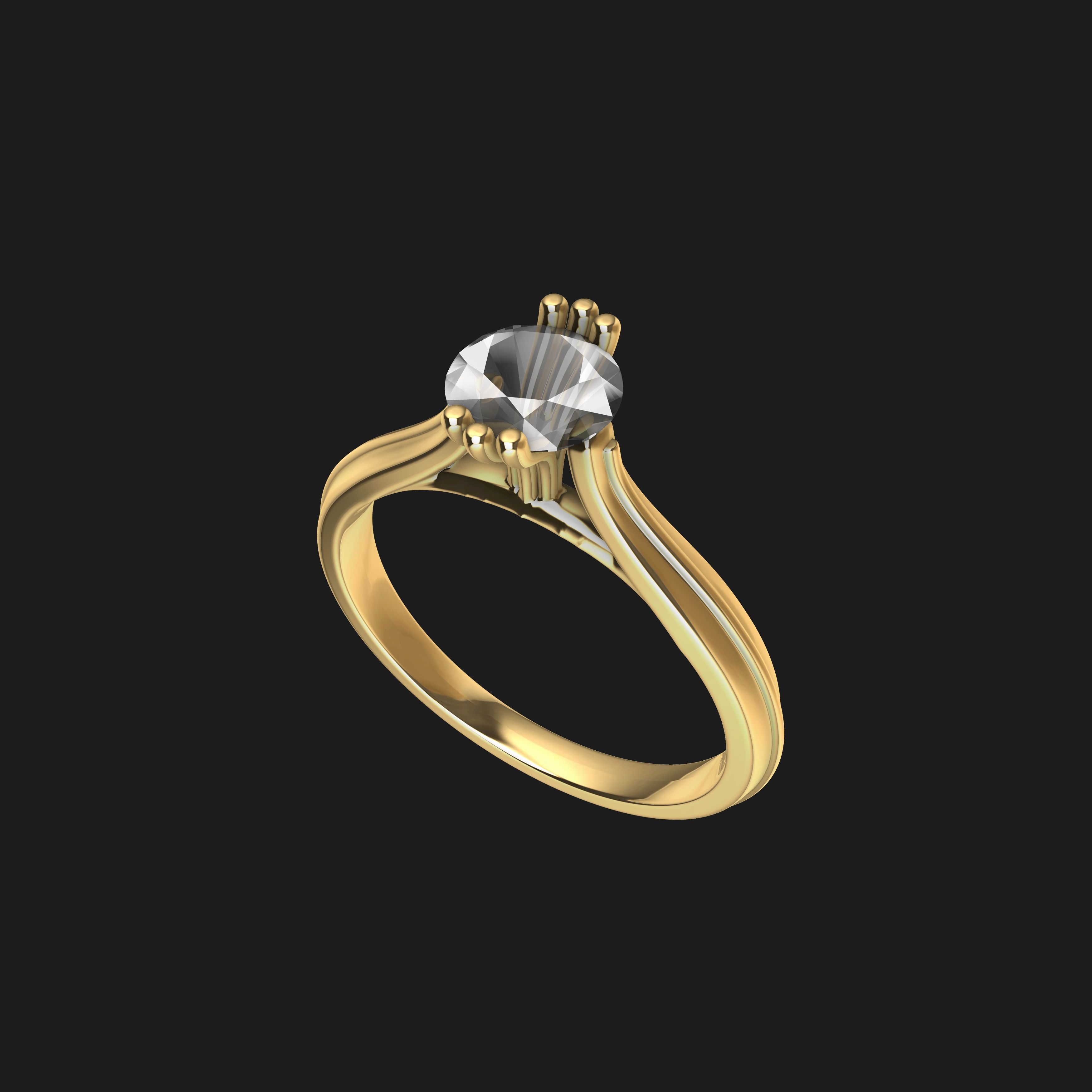 Solitaire Engagement Ring 02 3D print model_10