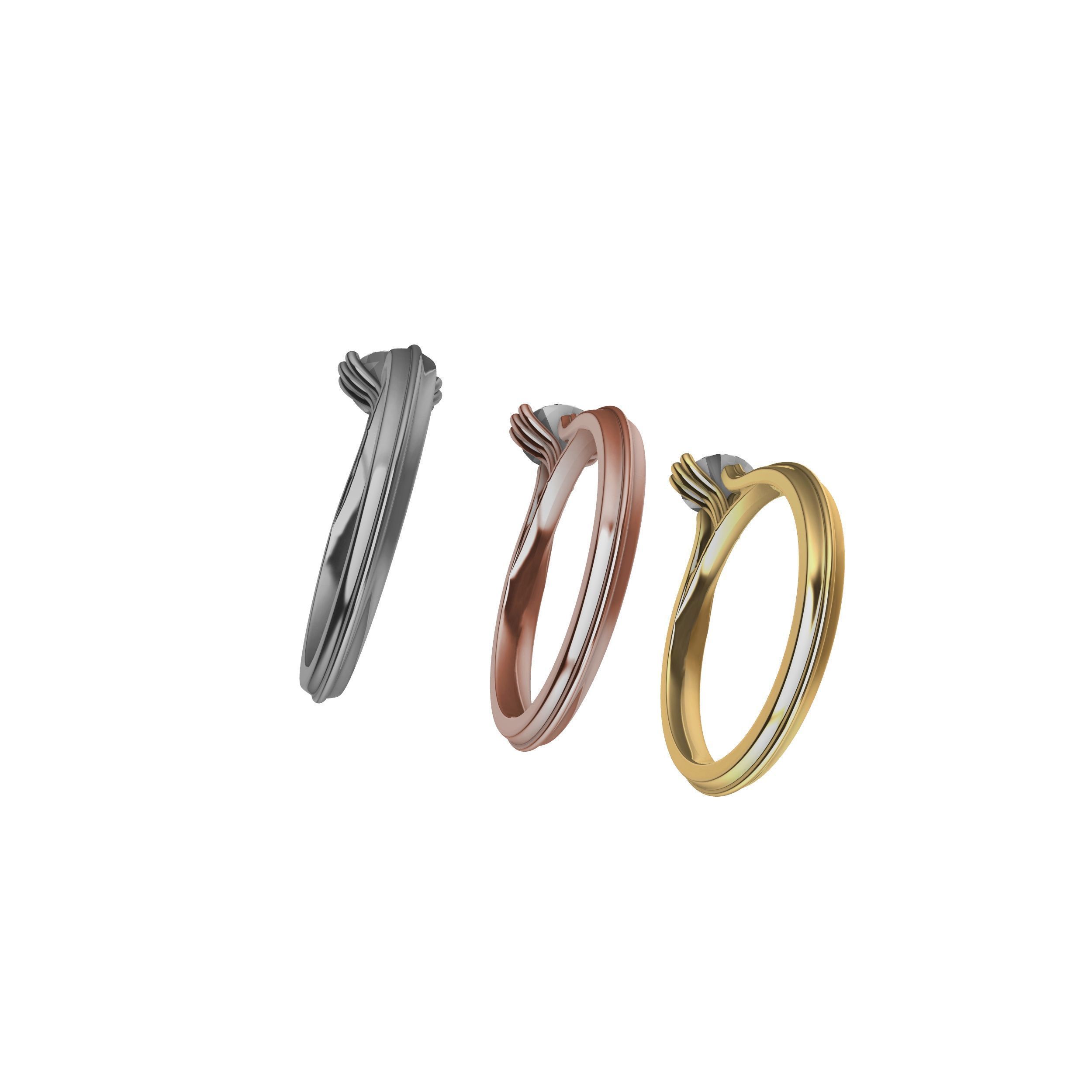 Solitaire Engagement Ring 02 3D print model_8