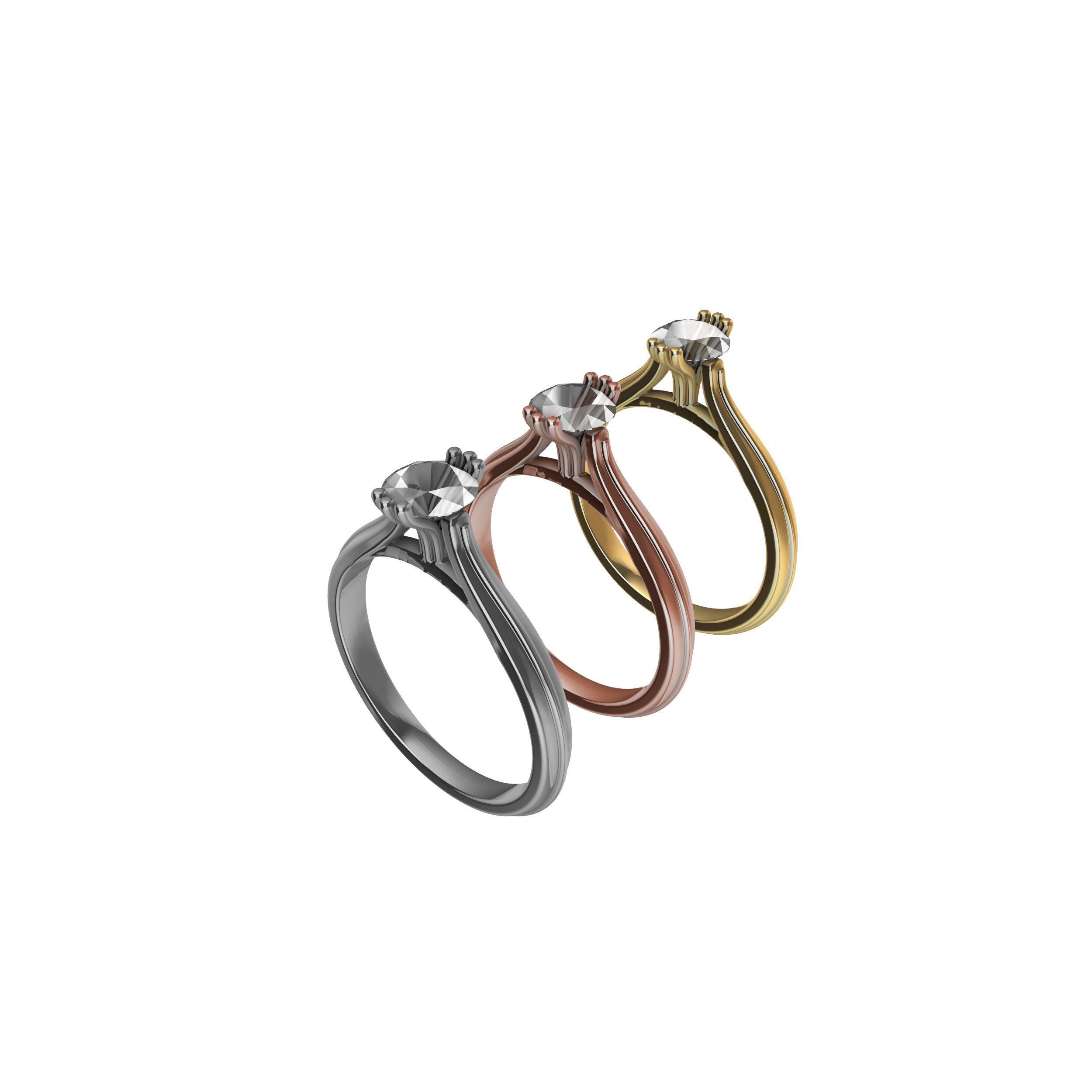 Solitaire Engagement Ring 02 3D print model_7