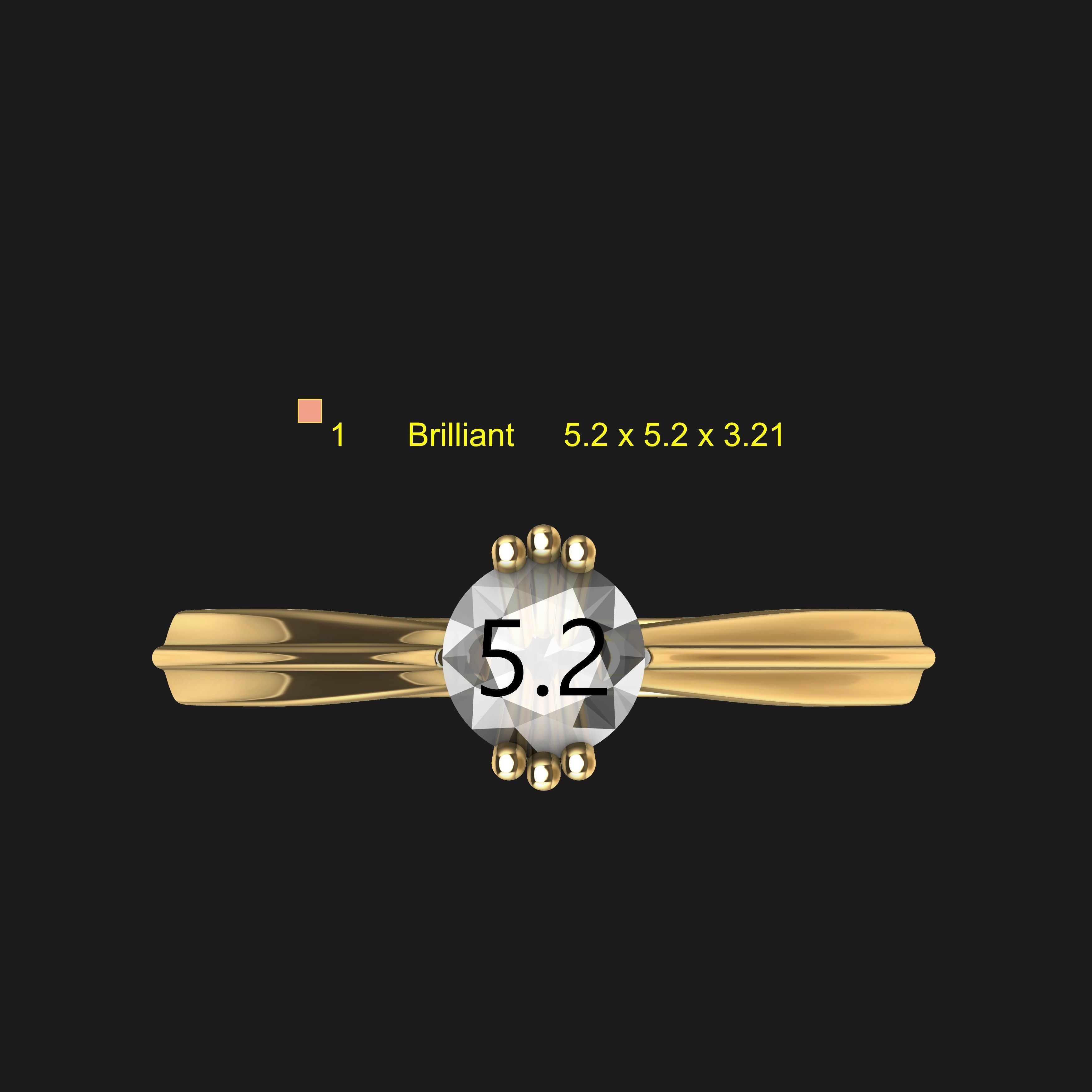 Solitaire Engagement Ring 02 3D print model_14