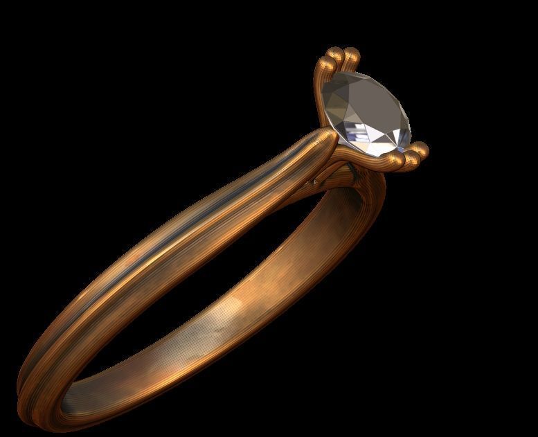 Solitaire Engagement Ring 02 3D print model_5