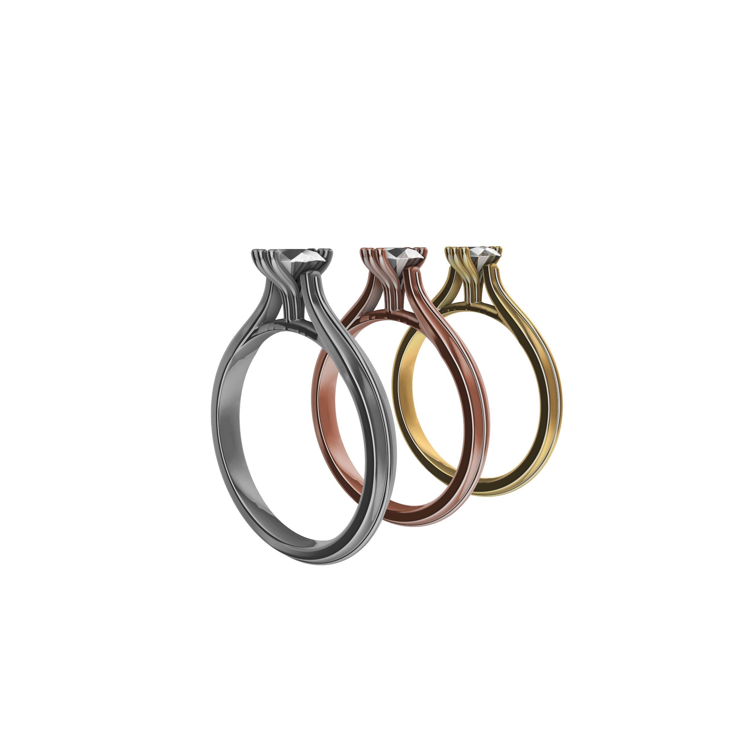 Solitaire Engagement Ring 02 3D print model_9