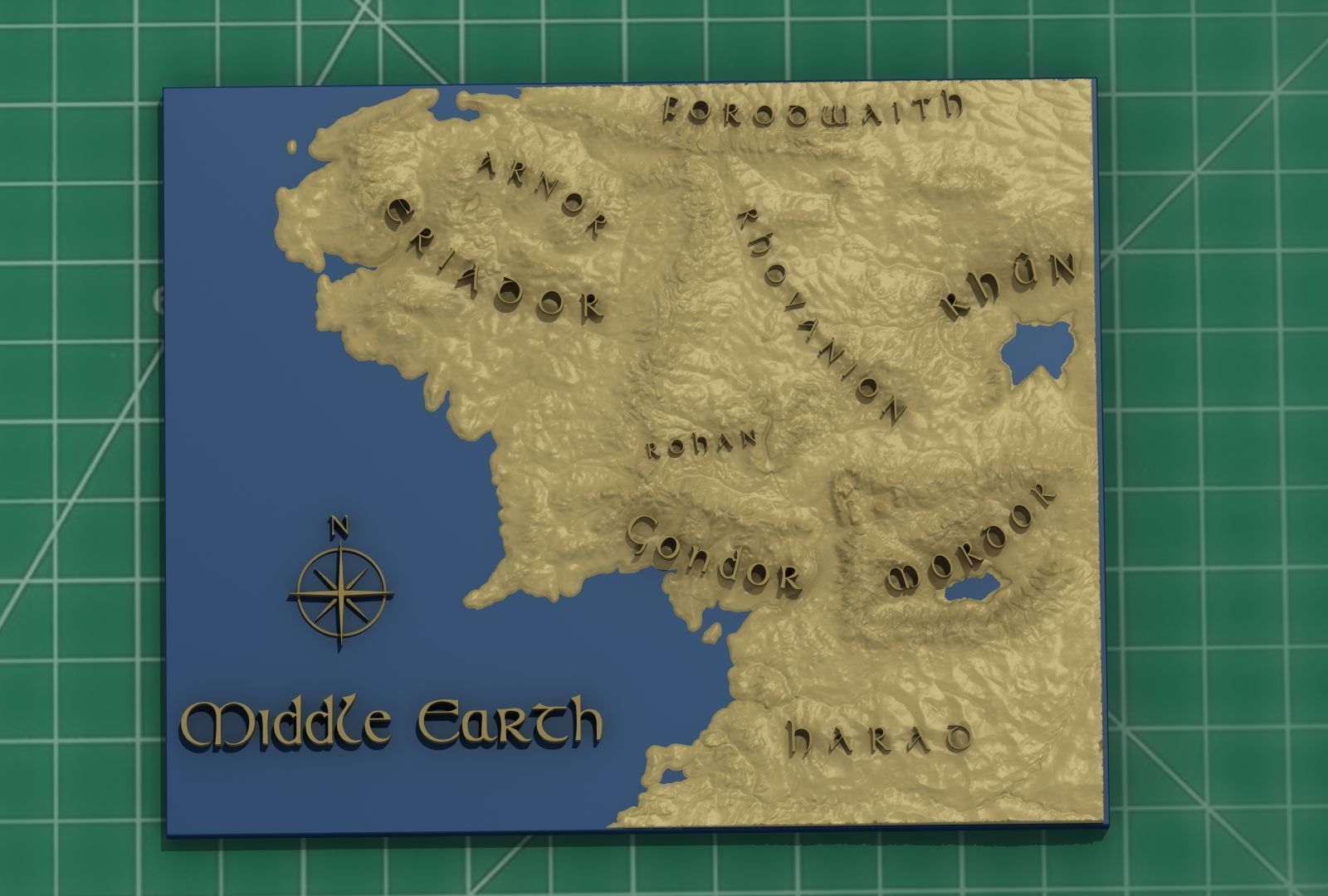 Middle Earth Arda 3D Print Topo Map 3D print model_2