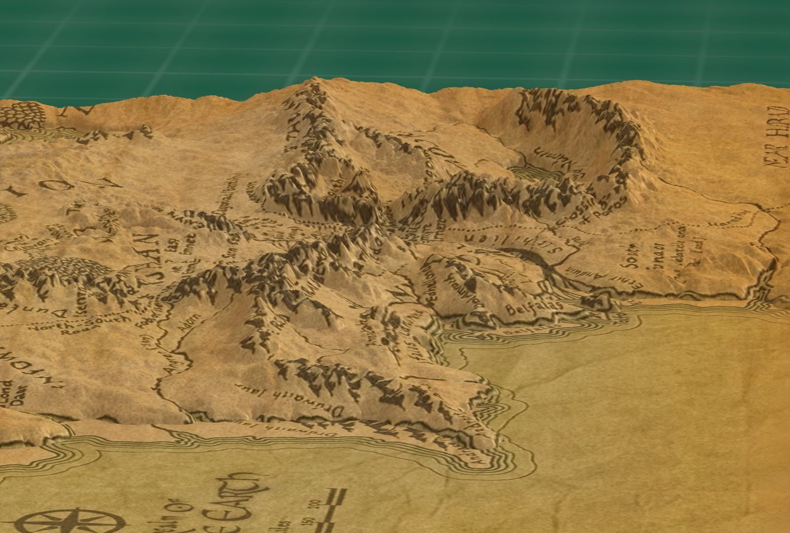 Middle Earth Arda 3D Print Topo Map 3D print model_13