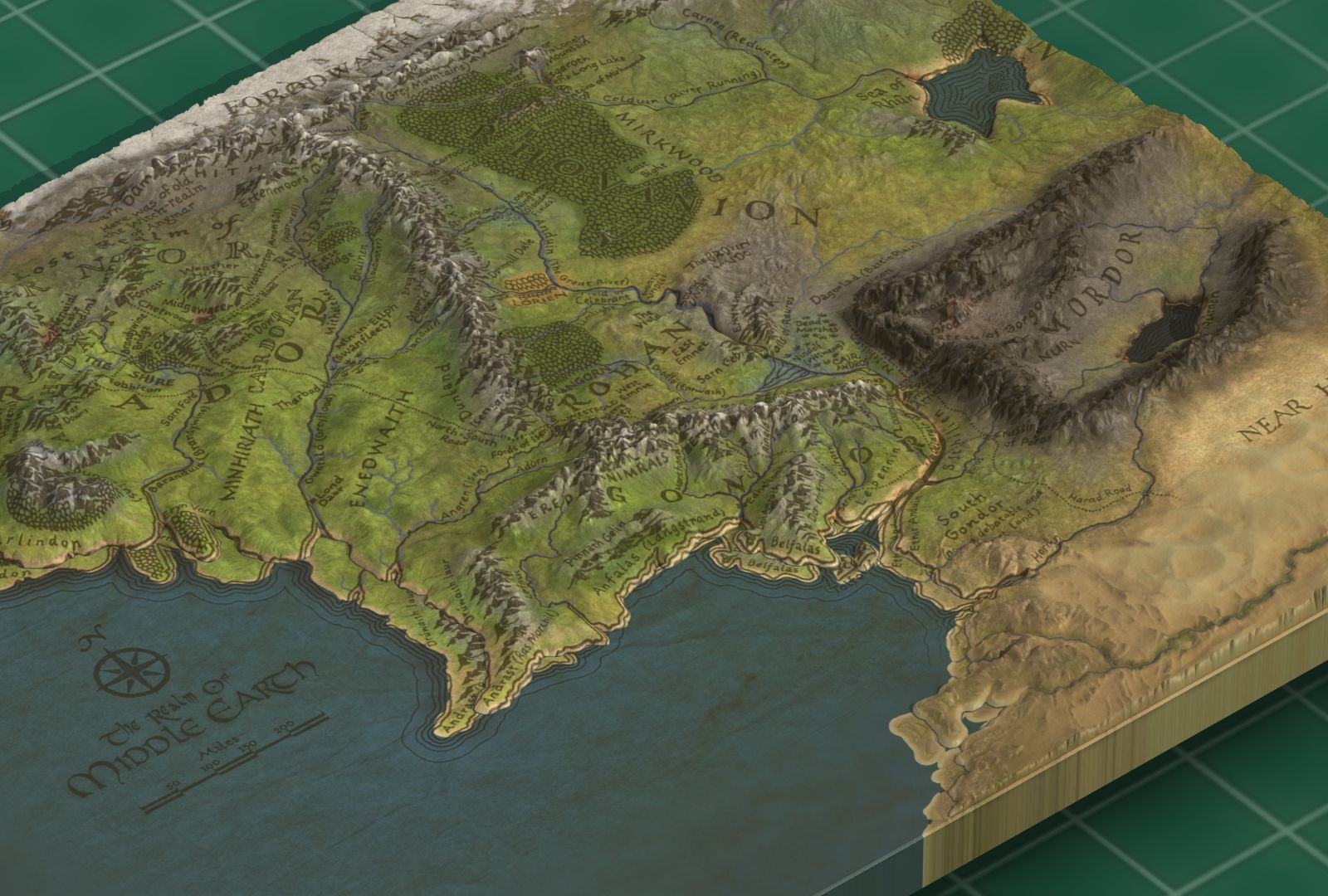 Middle Earth Arda 3D Print Topo Map 3D print model_7