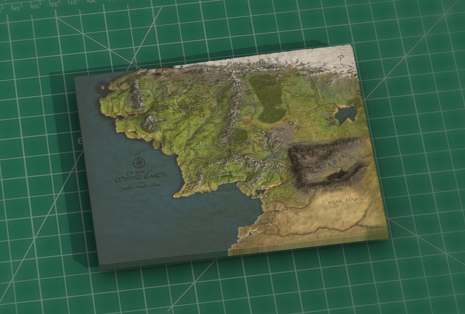 Middle Earth Arda 3D Print Topo Map 3D print model_3