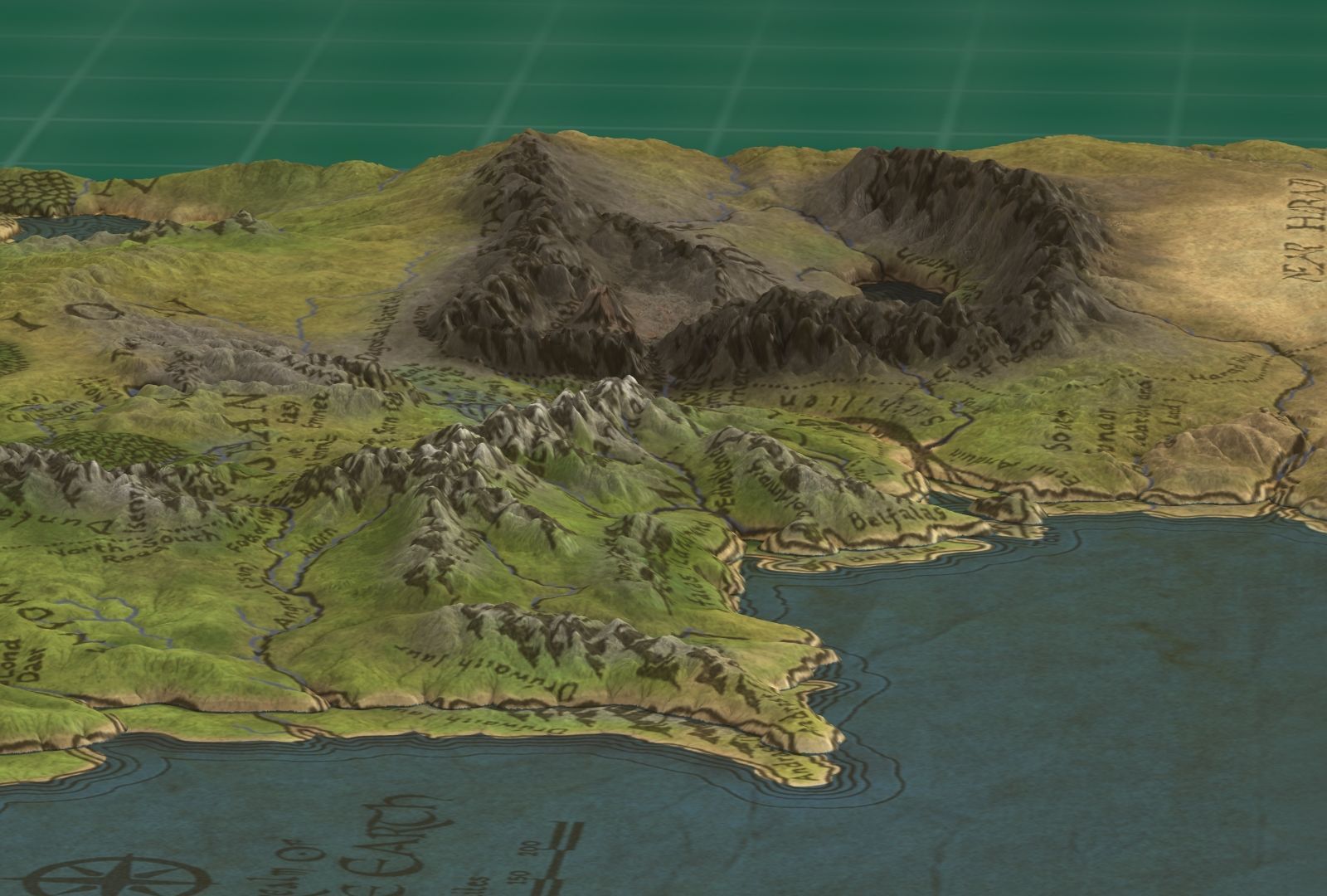 Middle Earth Arda 3D Print Topo Map 3D print model_5