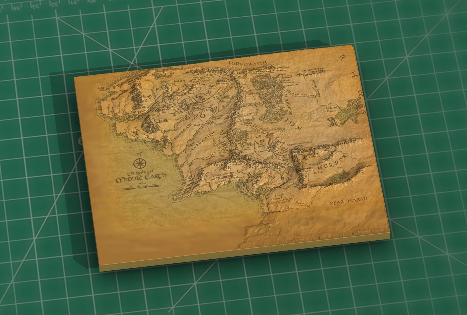 Middle Earth Arda 3D Print Topo Map 3D print model_10