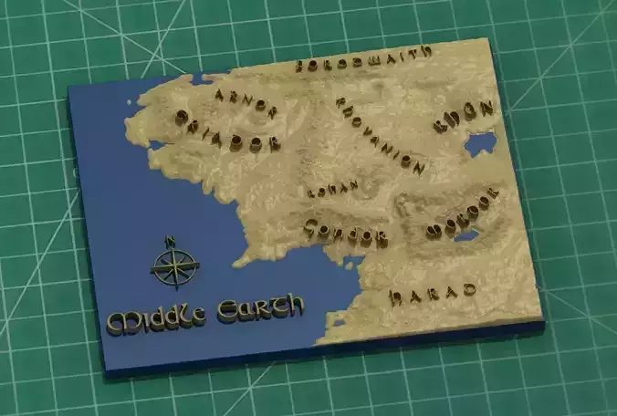 Middle Earth Arda 3D Print Topo Map 3D print model