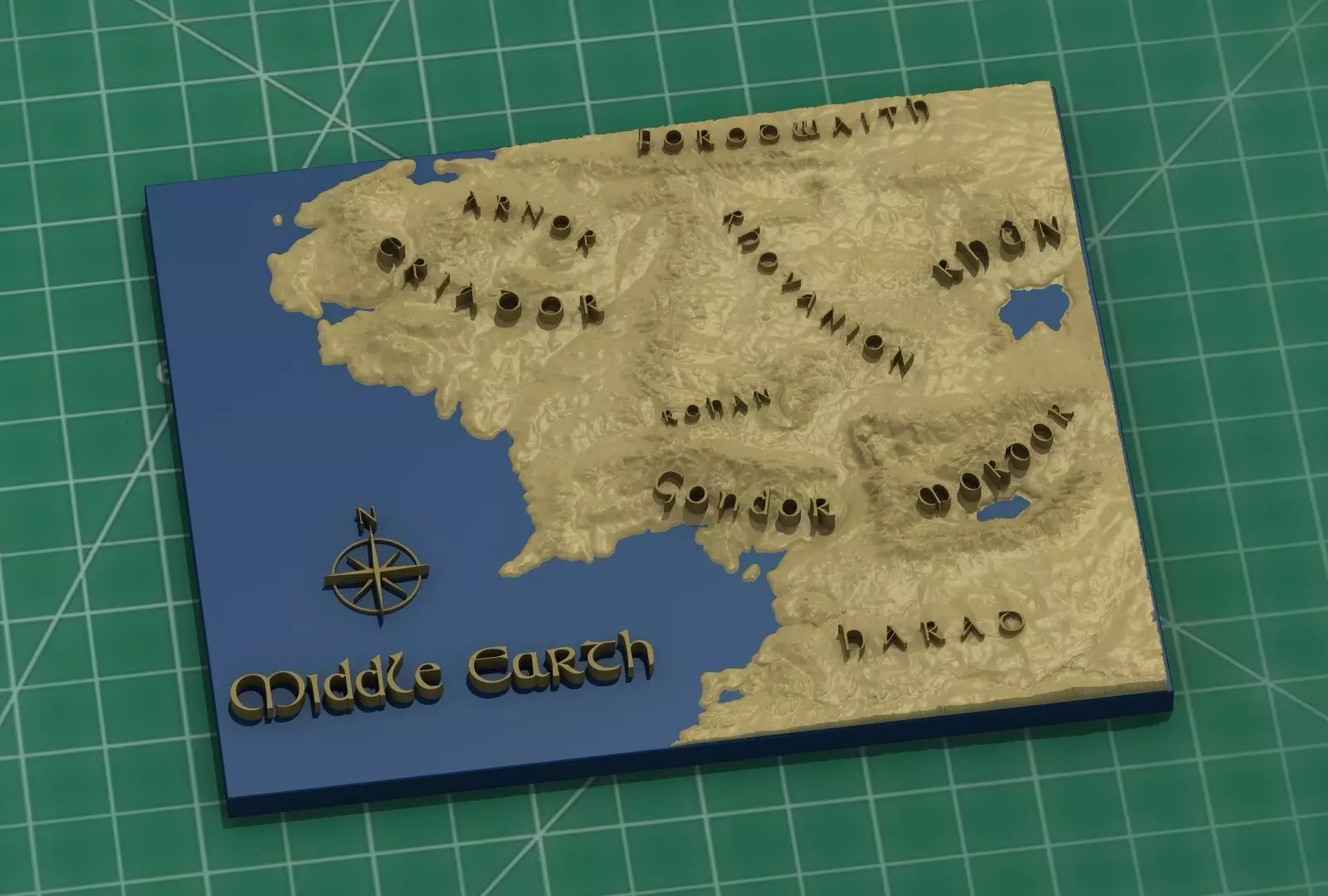 Middle Earth Arda 3D Print Topo Map 3D print model_0