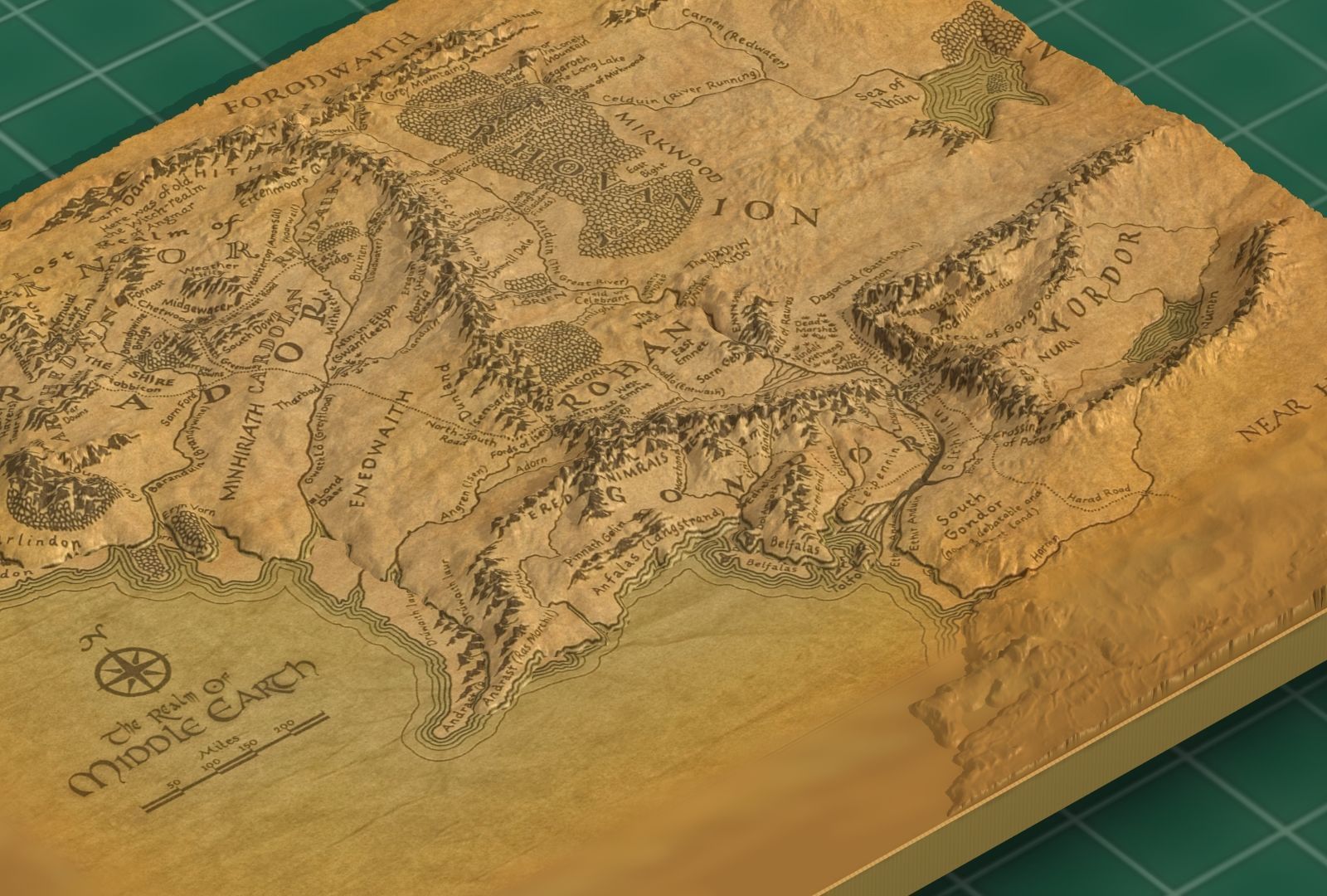 Middle Earth Arda 3D Print Topo Map 3D print model_15