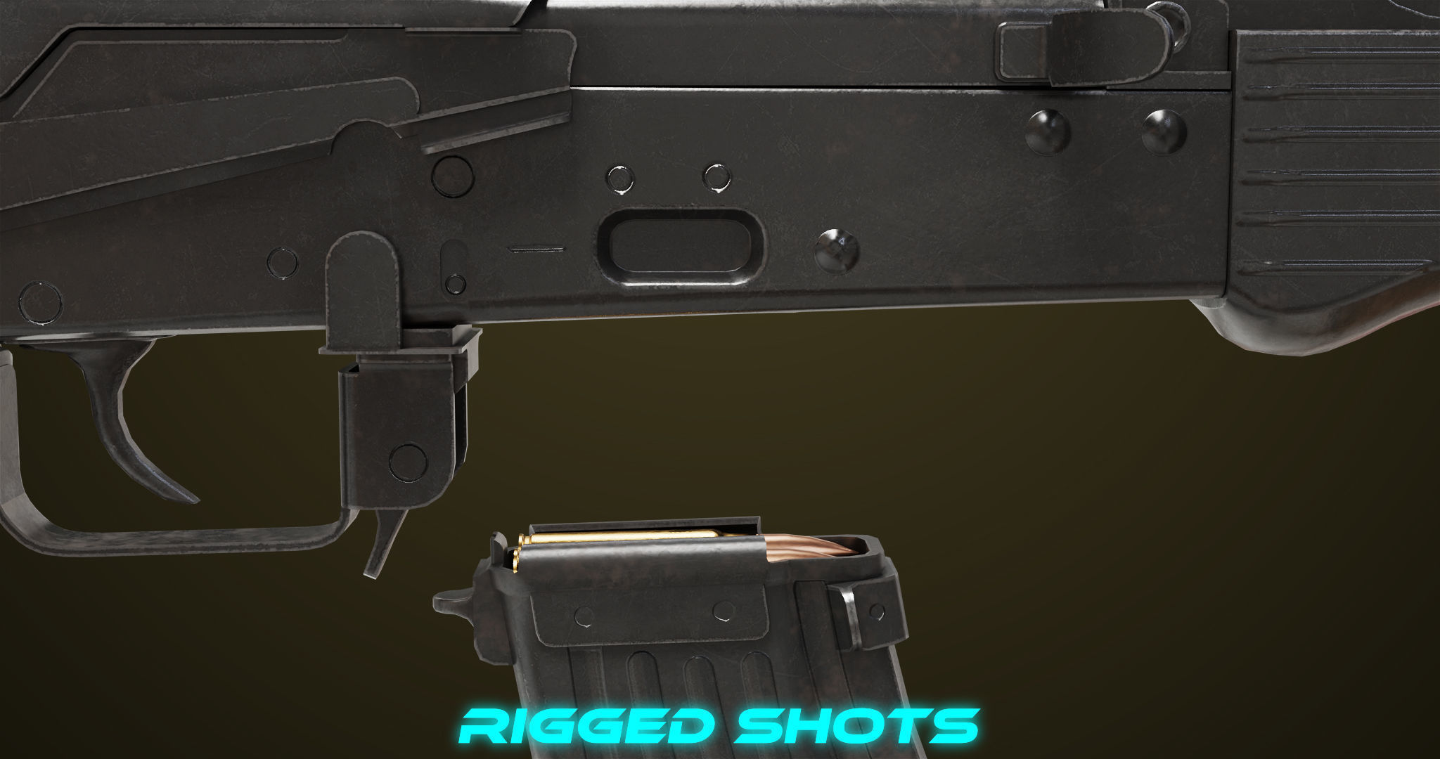 Light Machine Gun 10 Metal All PBR Unity UE Textures Low-poly 3D model_19