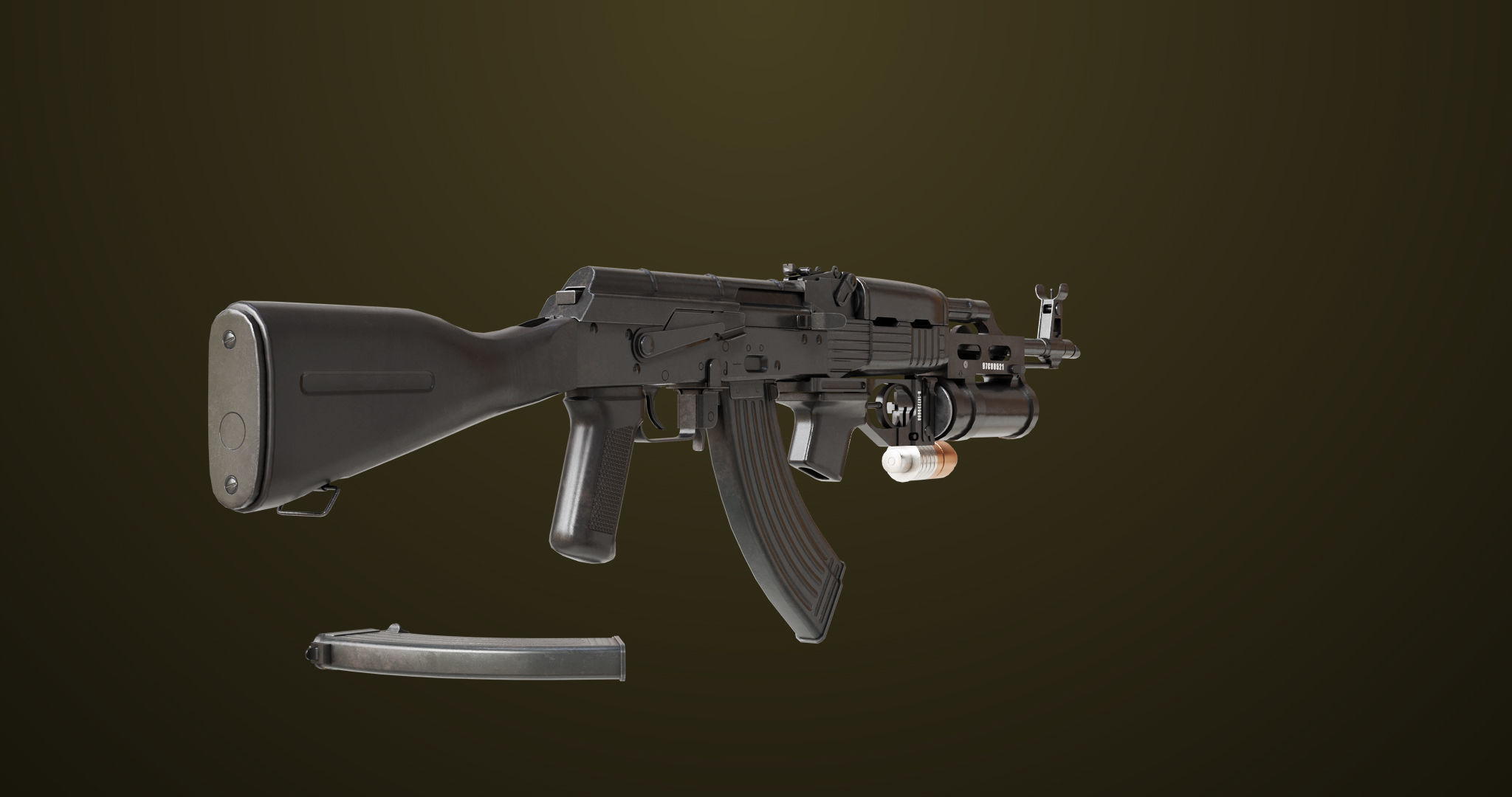 Light Machine Gun 10 Metal All PBR Unity UE Textures Low-poly 3D model_7