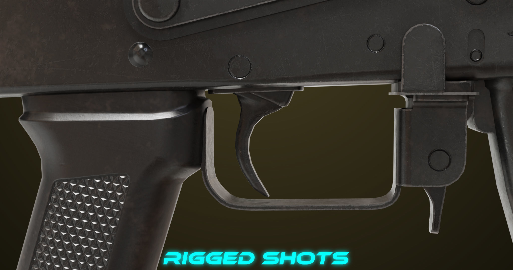 Light Machine Gun 10 Metal All PBR Unity UE Textures Low-poly 3D model_17