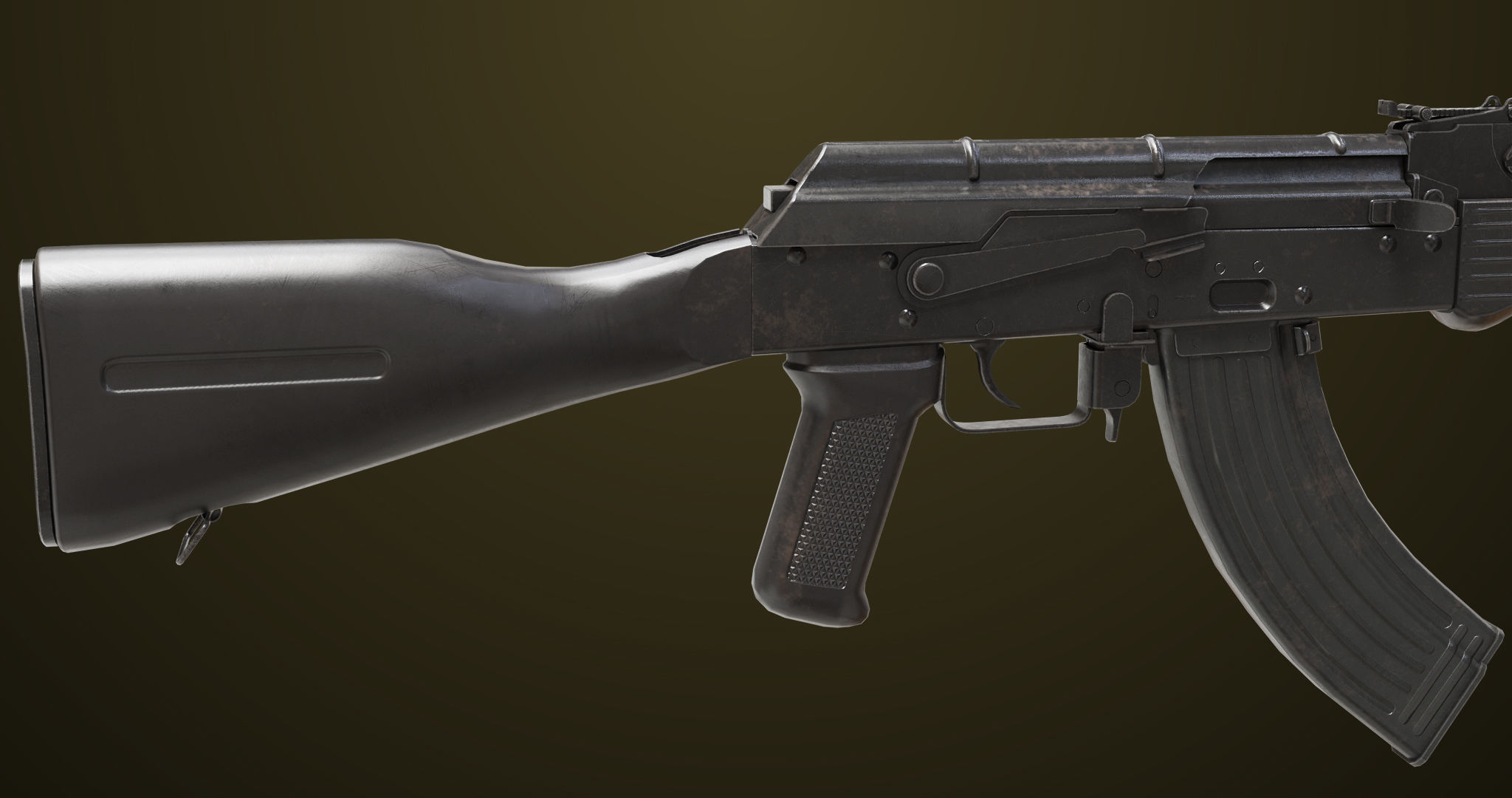 Light Machine Gun 10 Metal All PBR Unity UE Textures Low-poly 3D model_23