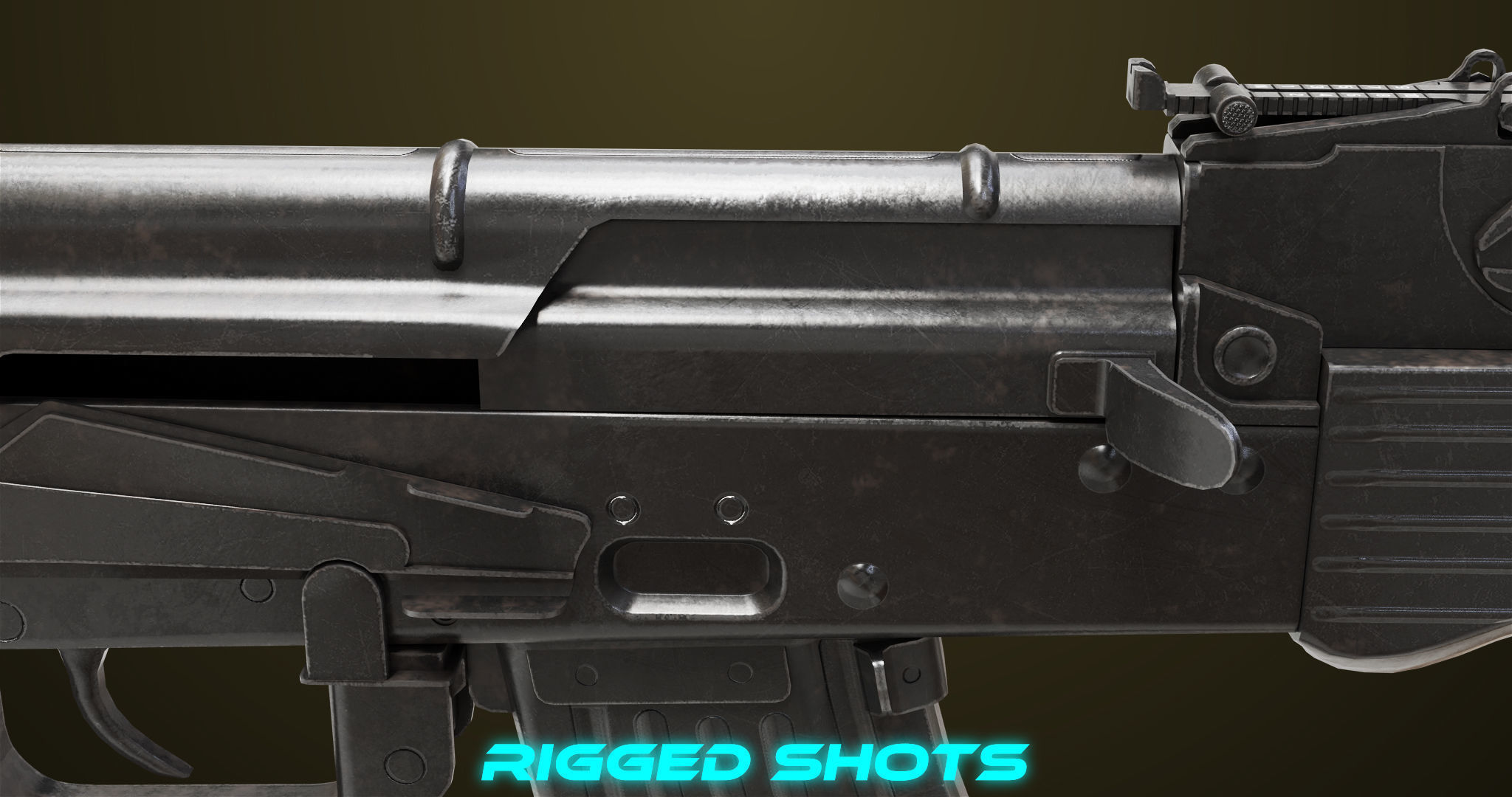 Light Machine Gun 10 Metal All PBR Unity UE Textures Low-poly 3D model_15