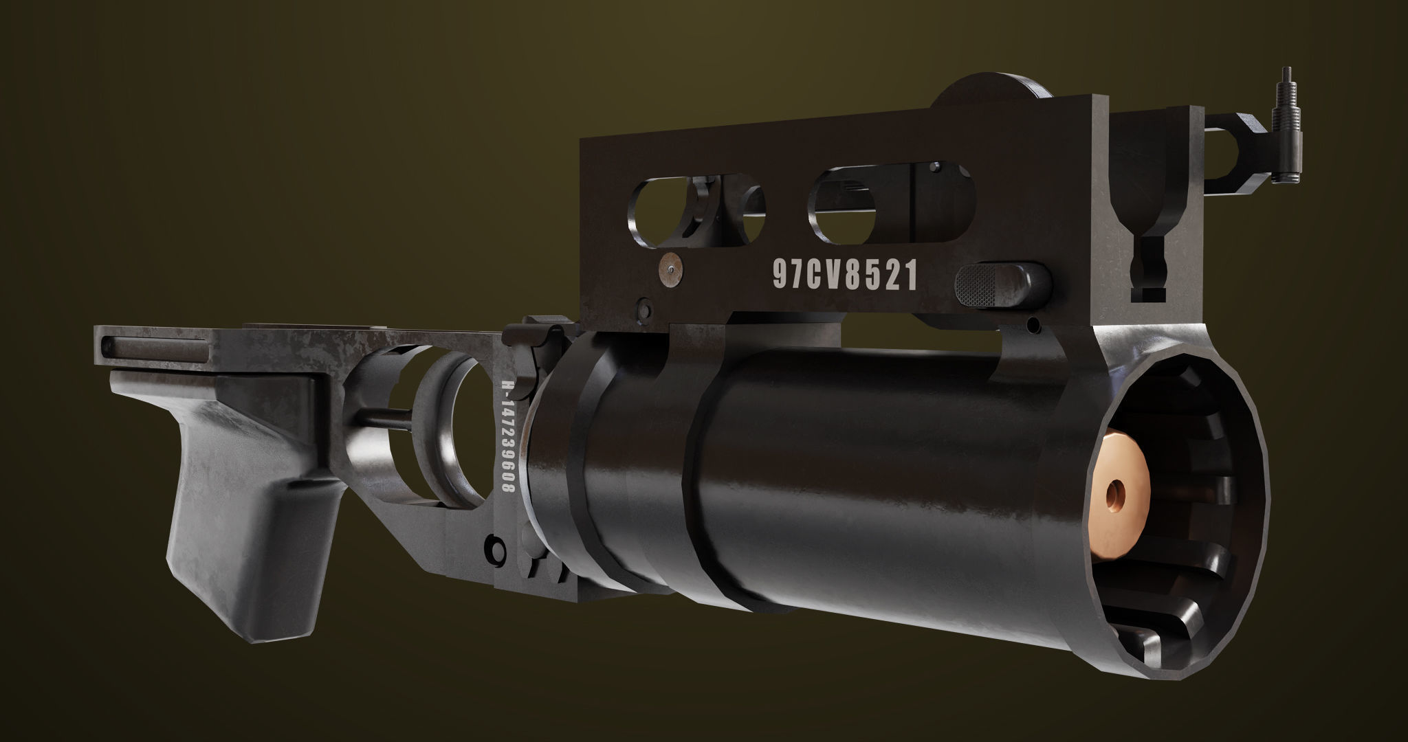 Light Machine Gun 10 Metal All PBR Unity UE Textures Low-poly 3D model_31