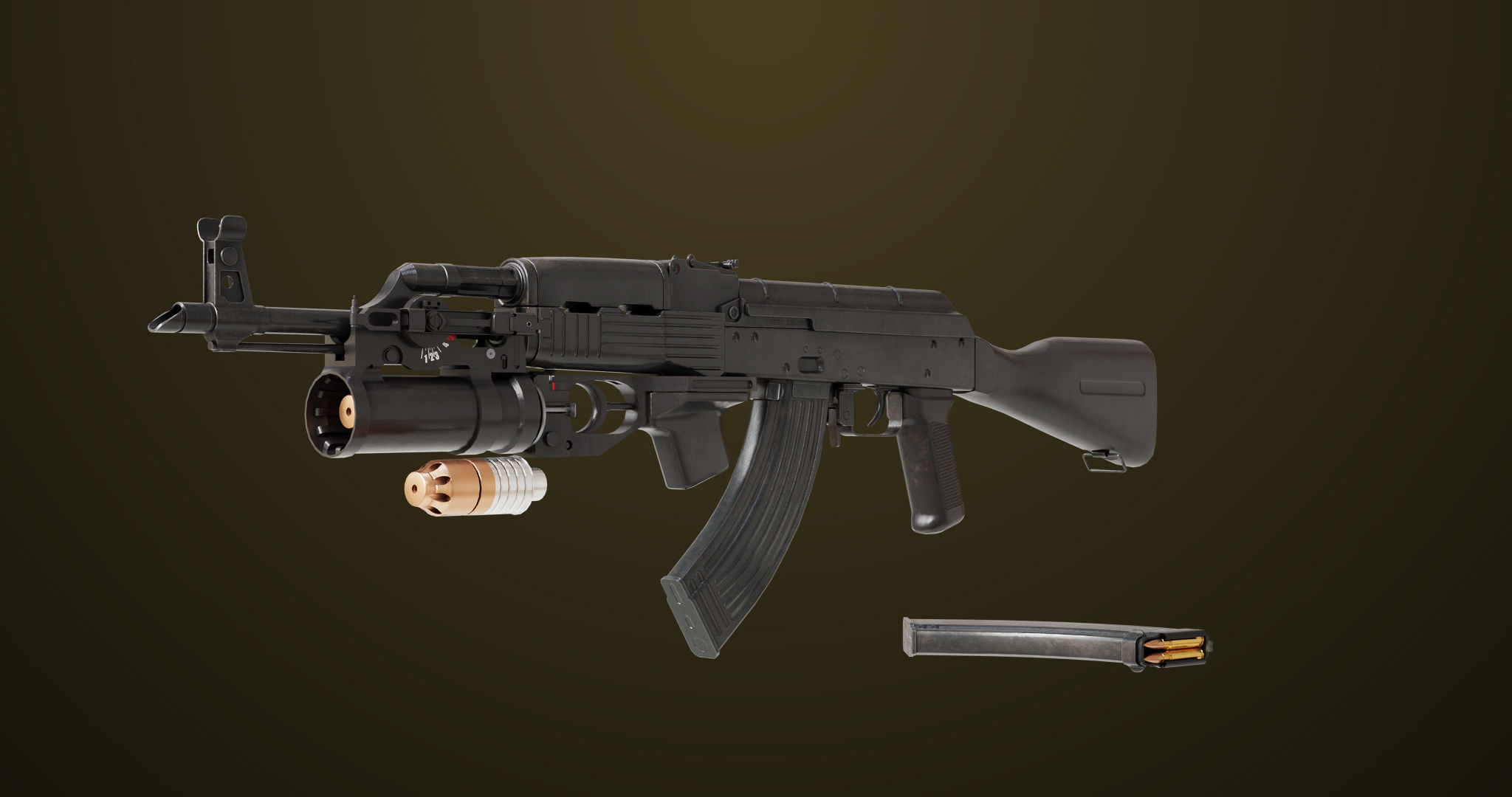 Light Machine Gun 10 Metal All PBR Unity UE Textures Low-poly 3D model_3