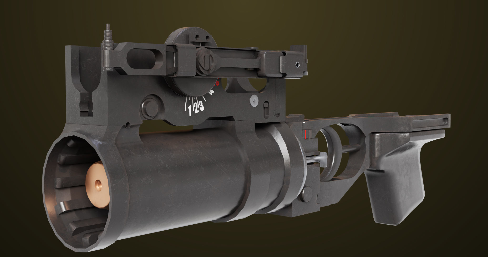 Light Machine Gun 10 Metal All PBR Unity UE Textures Low-poly 3D model_29