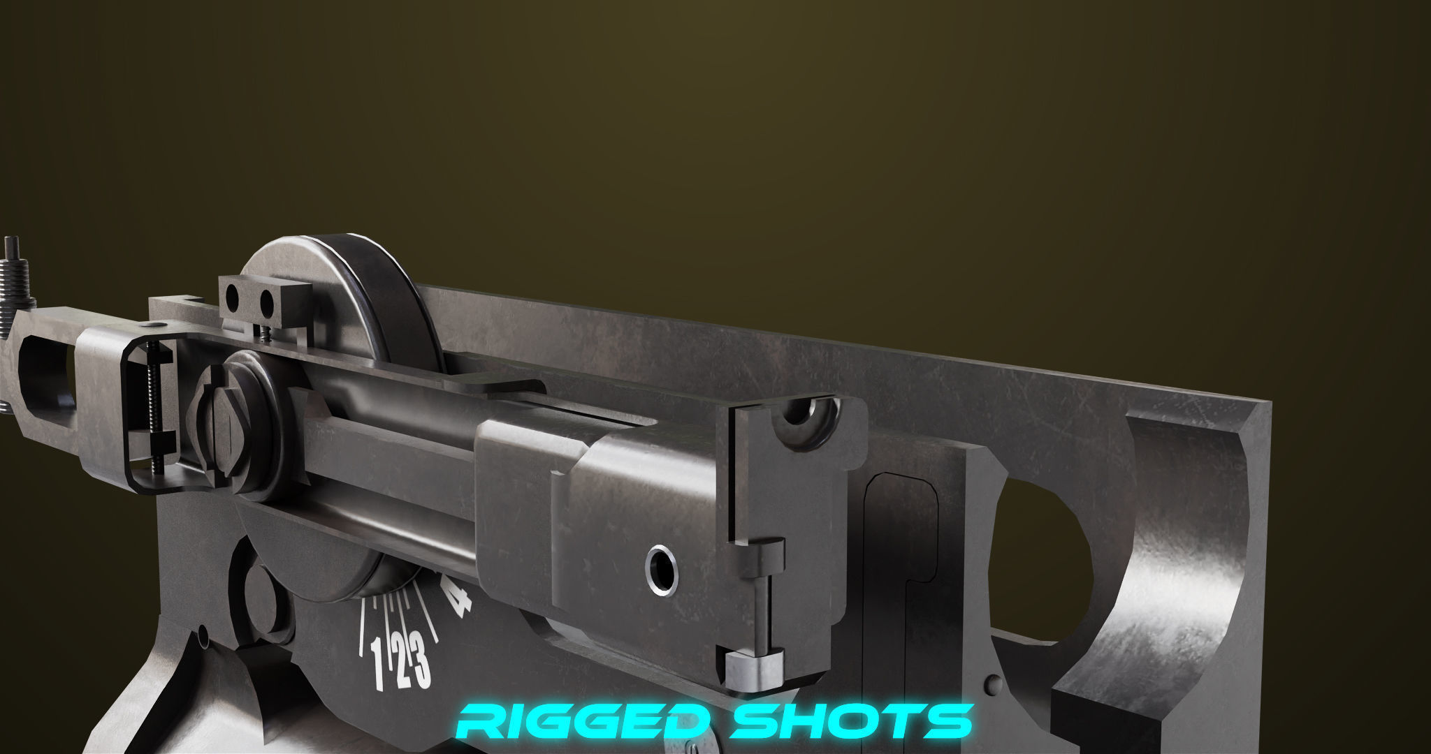 Light Machine Gun 10 Metal All PBR Unity UE Textures Low-poly 3D model_40