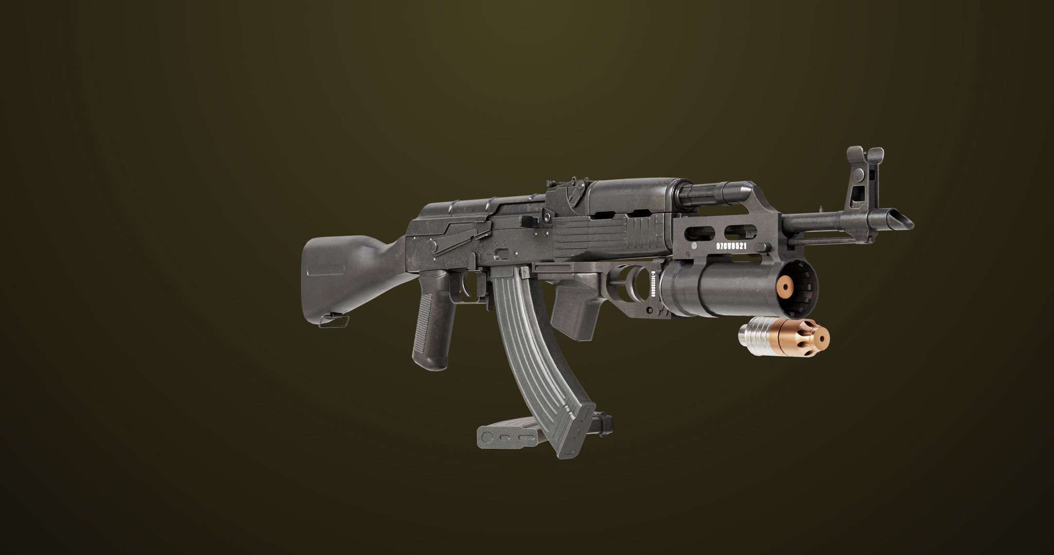 Light Machine Gun 10 Metal All PBR Unity UE Textures Low-poly 3D model_6