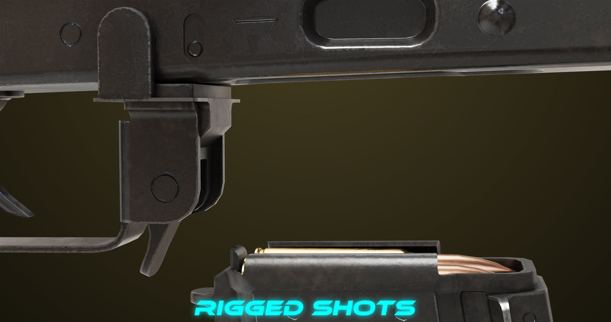 Light Machine Gun 10 Metal All PBR Unity UE Textures Low-poly 3D model_9