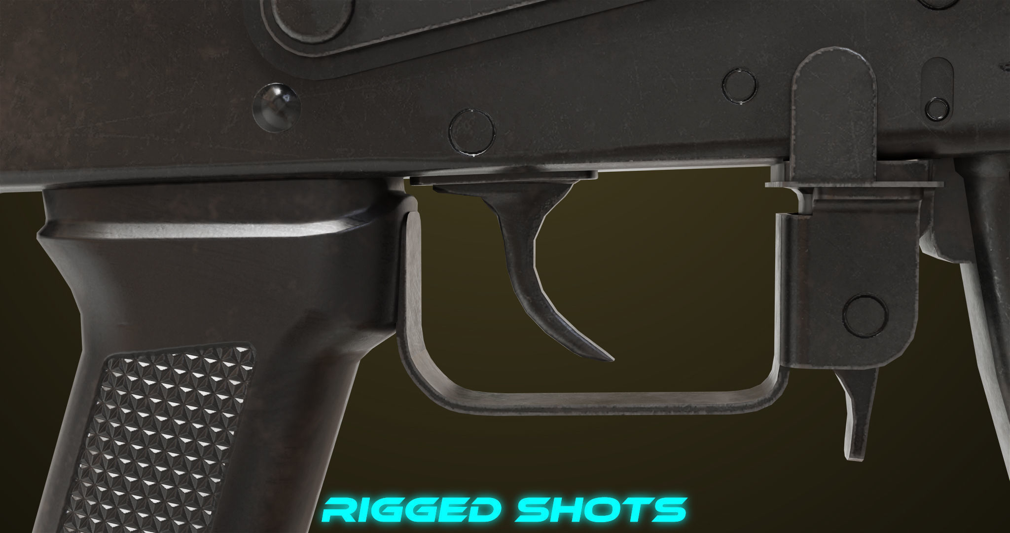 Light Machine Gun 10 Metal All PBR Unity UE Textures Low-poly 3D model_16