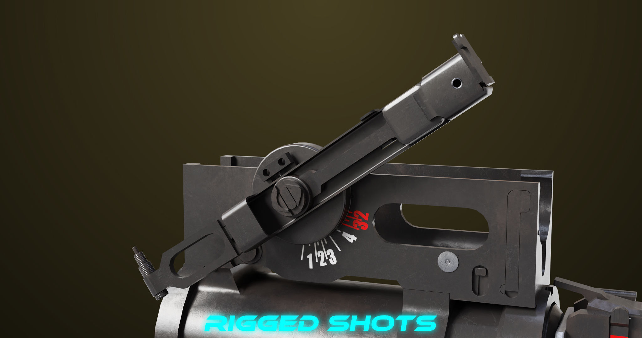 Light Machine Gun 10 Metal All PBR Unity UE Textures Low-poly 3D model_43