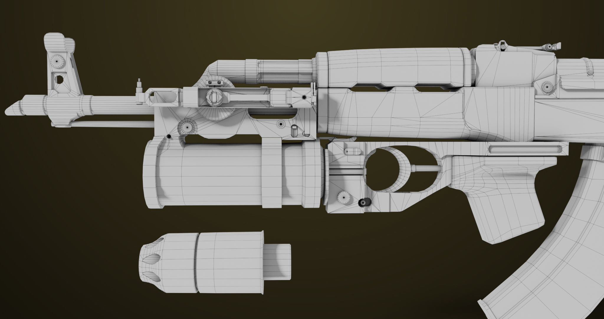 Light Machine Gun 10 Metal All PBR Unity UE Textures Low-poly 3D model_80