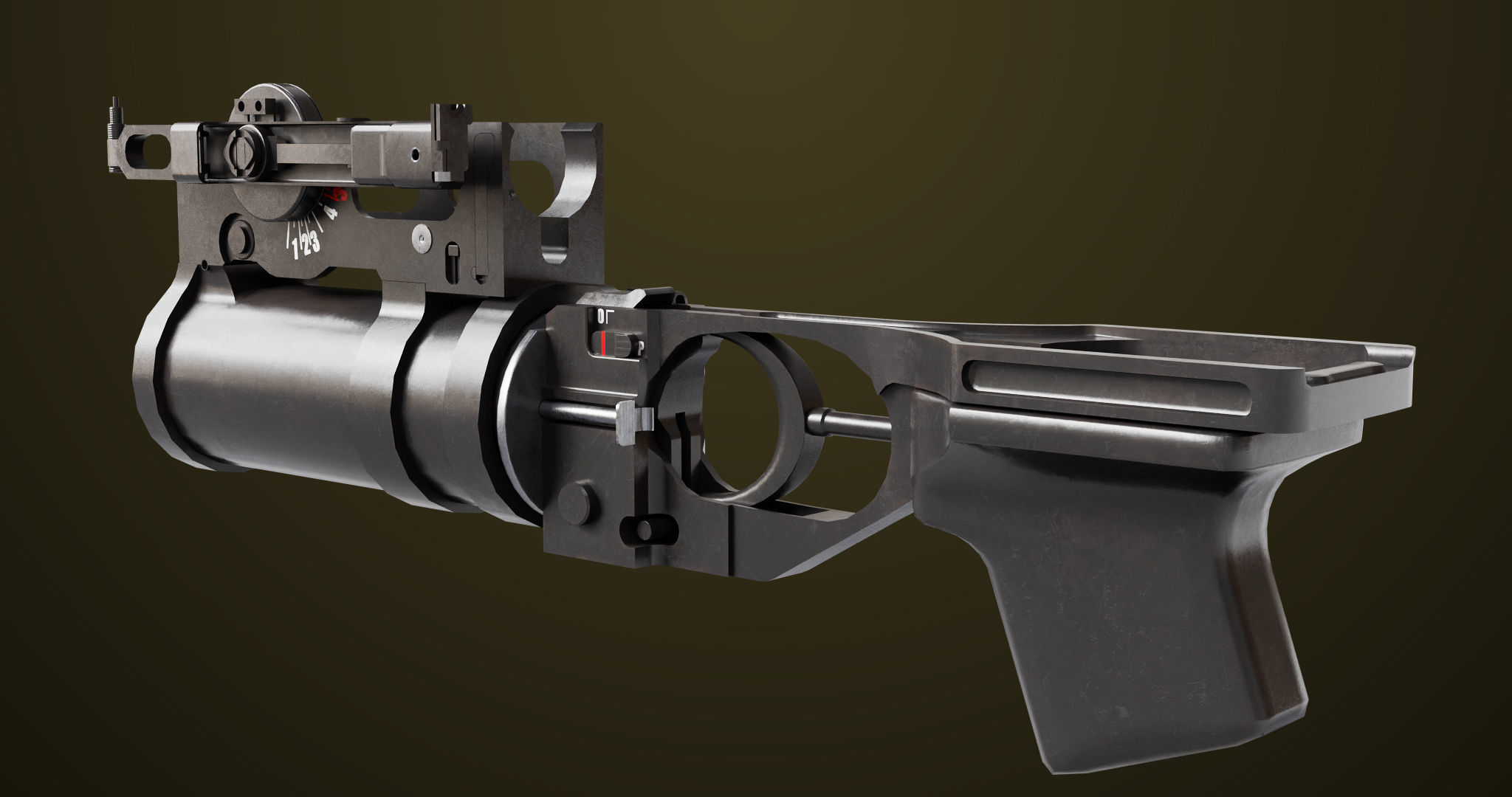 Light Machine Gun 10 Metal All PBR Unity UE Textures Low-poly 3D model_28