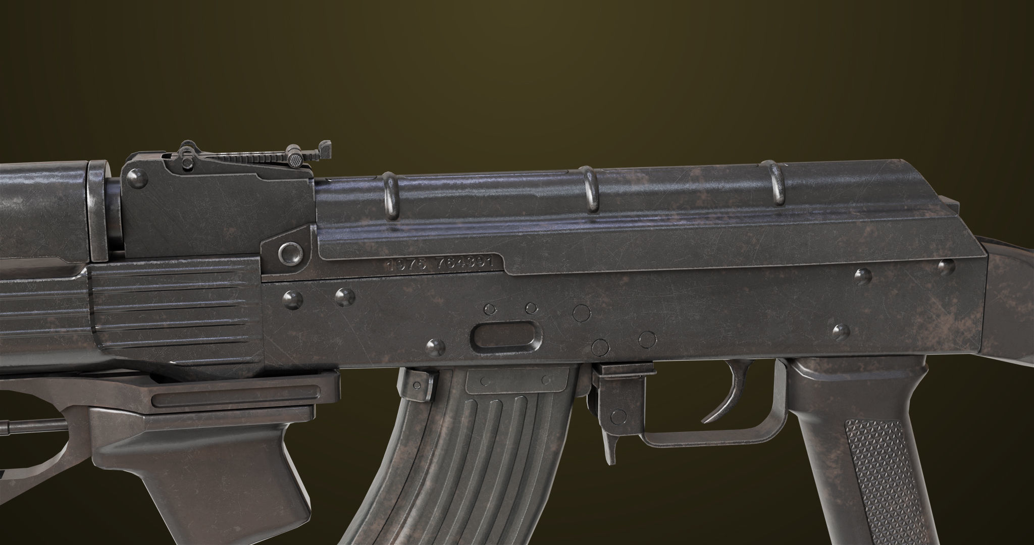 Light Machine Gun 10 Metal All PBR Unity UE Textures Low-poly 3D model_11