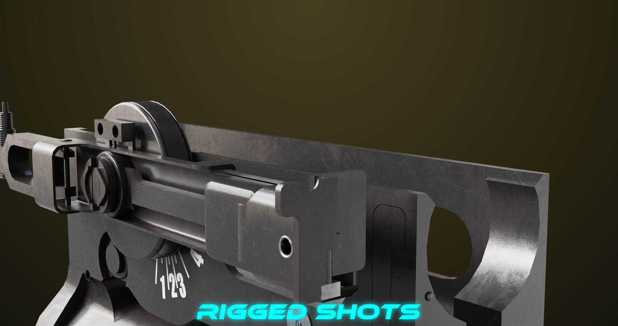 Light Machine Gun 10 Metal All PBR Unity UE Textures Low-poly 3D model_41