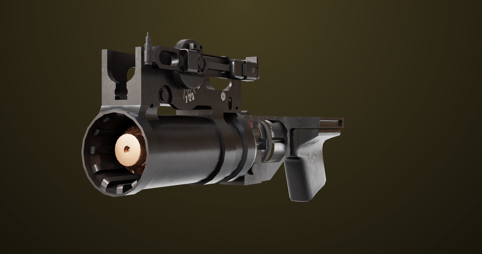 Light Machine Gun 10 Metal All PBR Unity UE Textures Low-poly 3D model_25