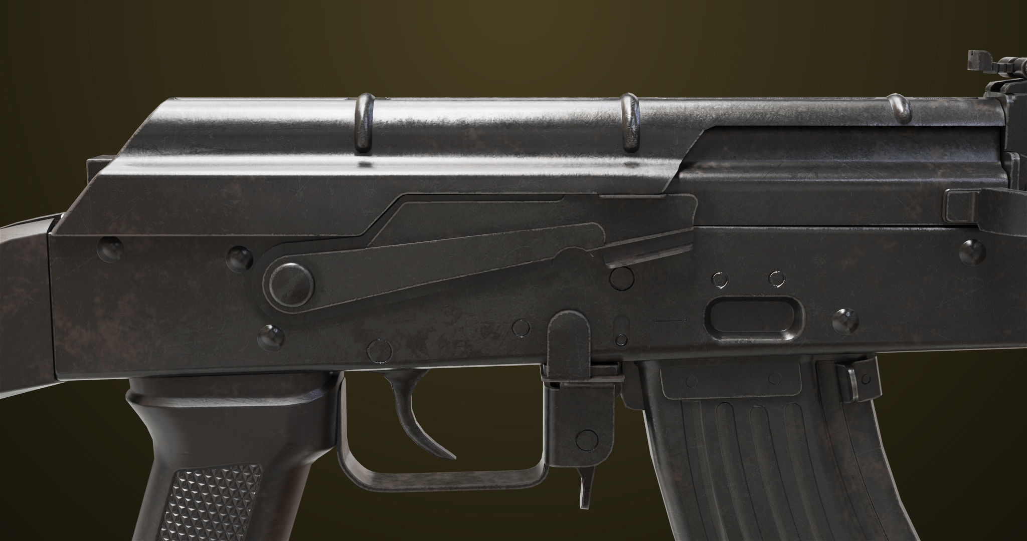 Light Machine Gun 10 Metal All PBR Unity UE Textures Low-poly 3D model_13