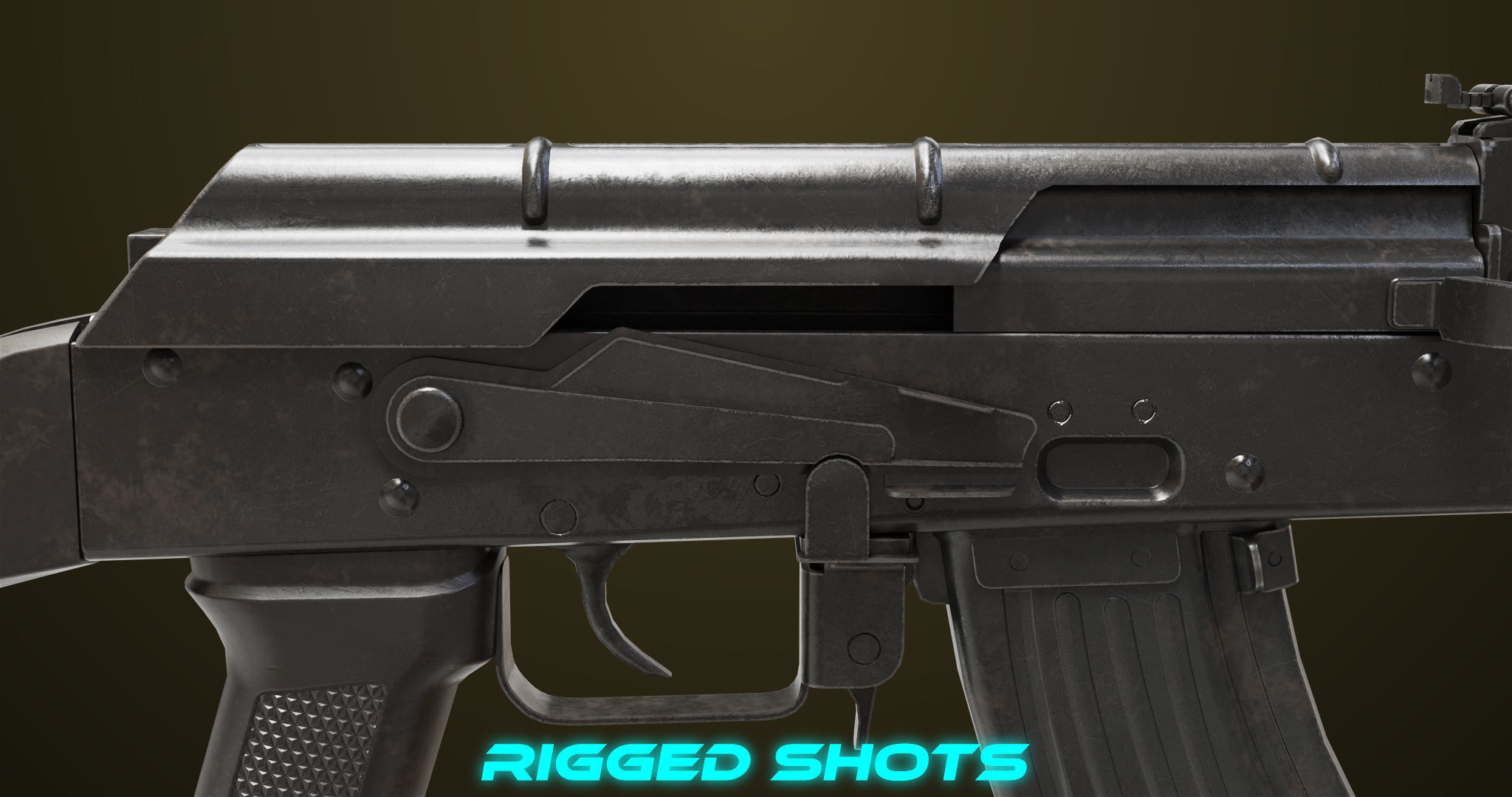 Light Machine Gun 10 Metal All PBR Unity UE Textures Low-poly 3D model_14