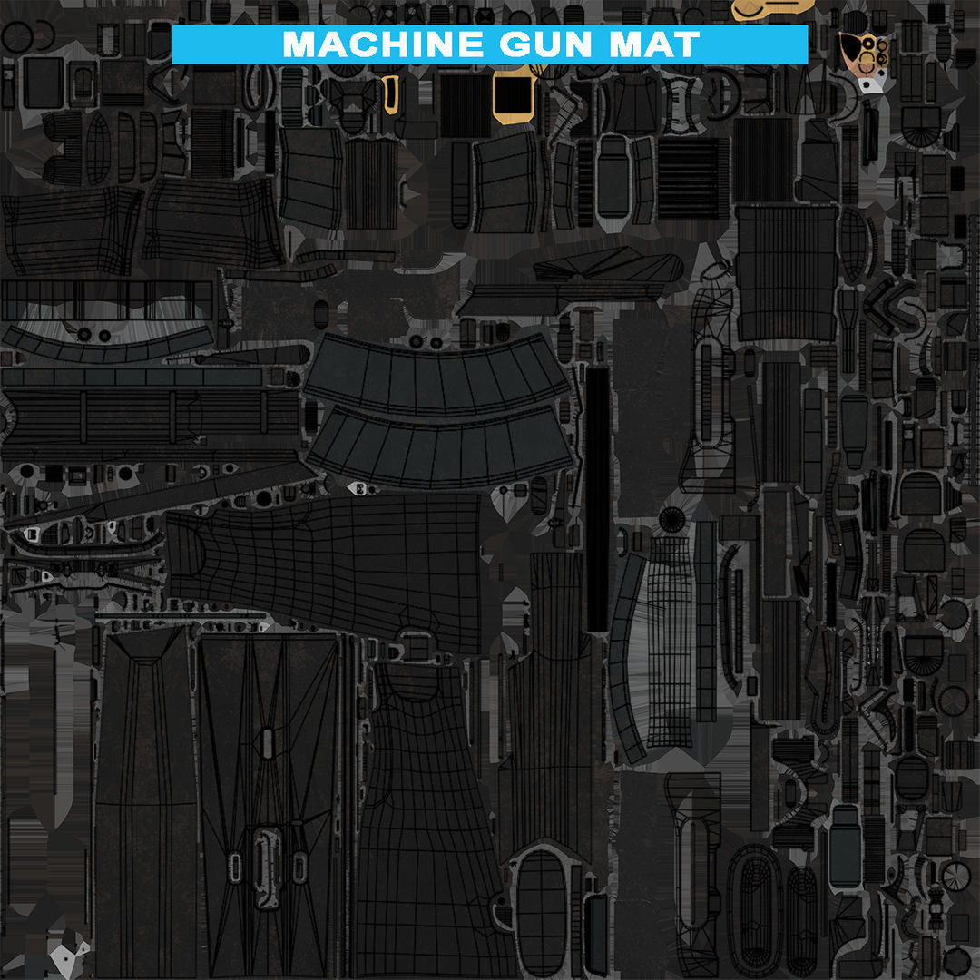 Light Machine Gun 10 Metal All PBR Unity UE Textures Low-poly 3D model_101