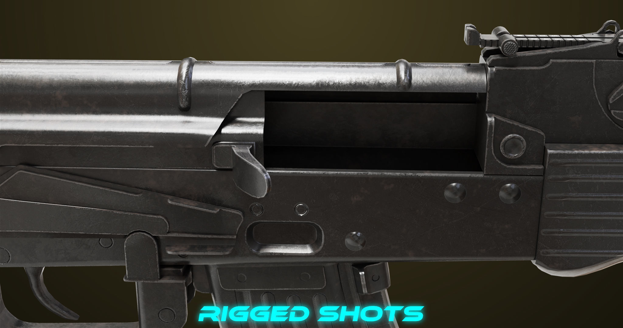 Light Machine Gun 10 Metal All PBR Unity UE Textures Low-poly 3D model_8