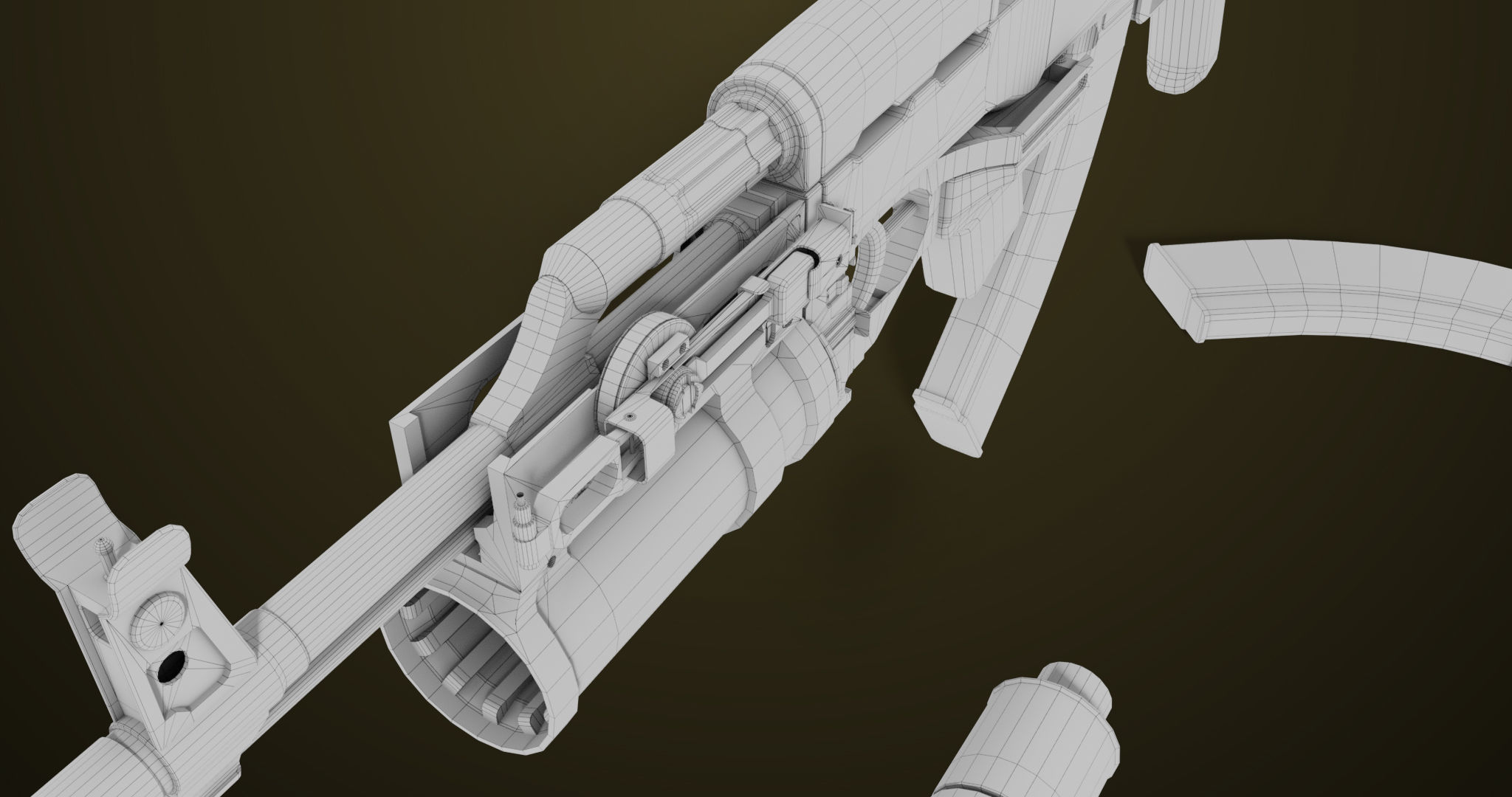 Light Machine Gun 10 Metal All PBR Unity UE Textures Low-poly 3D model_81