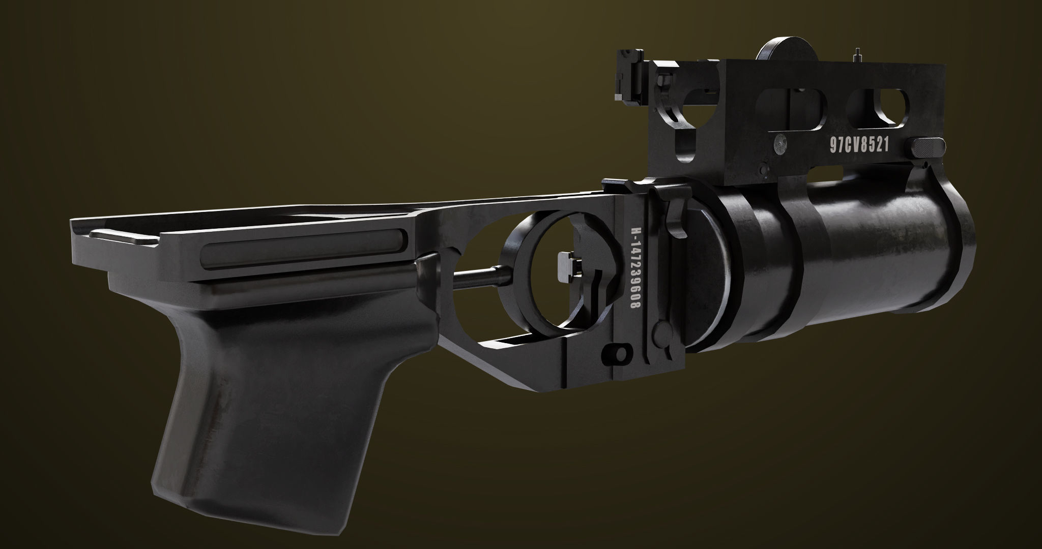 Light Machine Gun 10 Metal All PBR Unity UE Textures Low-poly 3D model_30