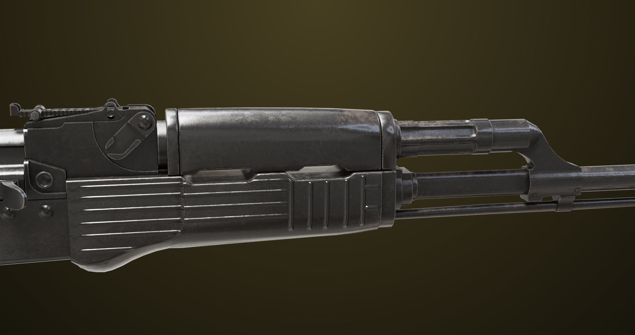 Light Machine Gun 10 Metal All PBR Unity UE Textures Low-poly 3D model_22