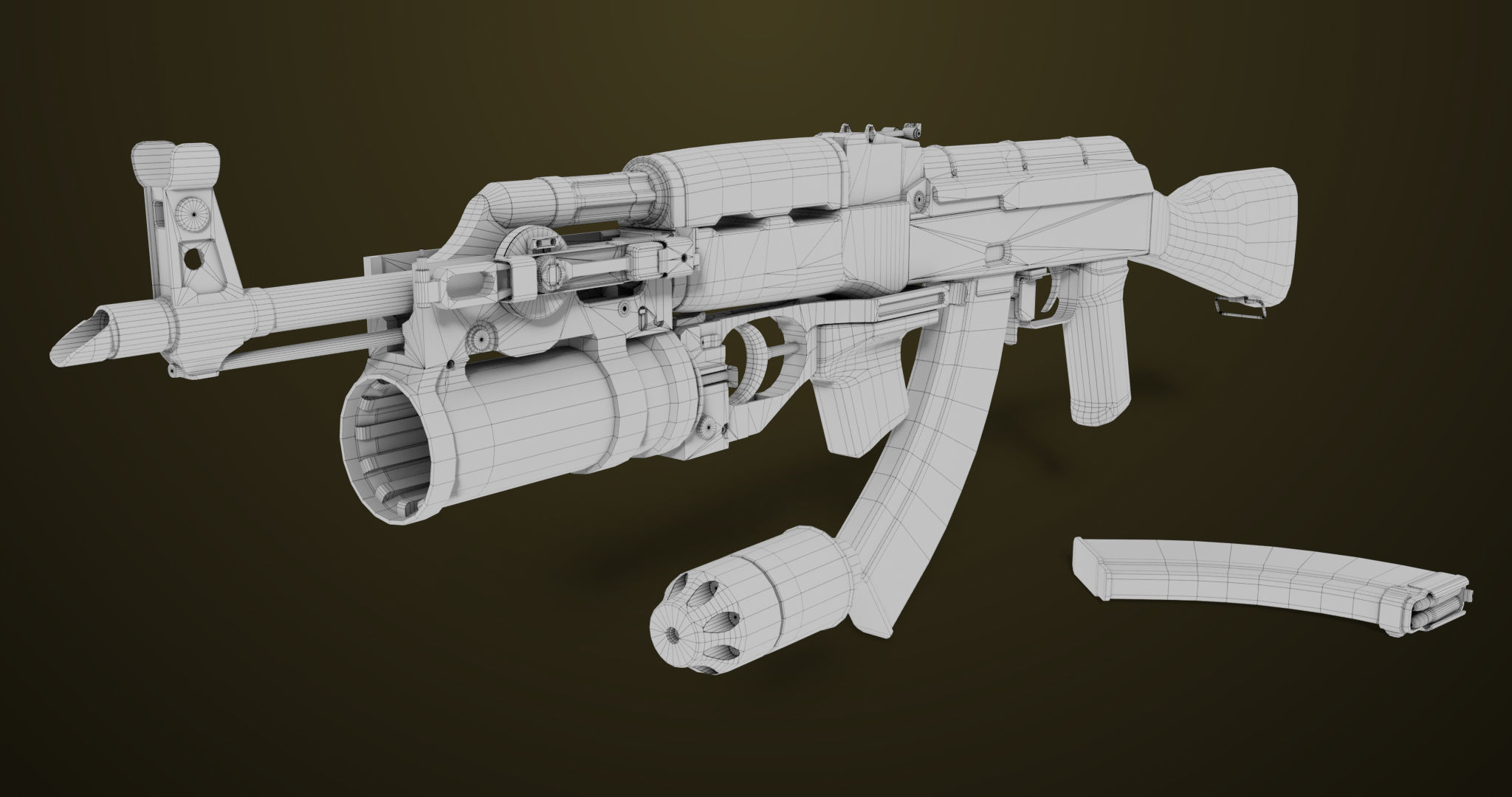 Light Machine Gun 10 Metal All PBR Unity UE Textures Low-poly 3D model_76