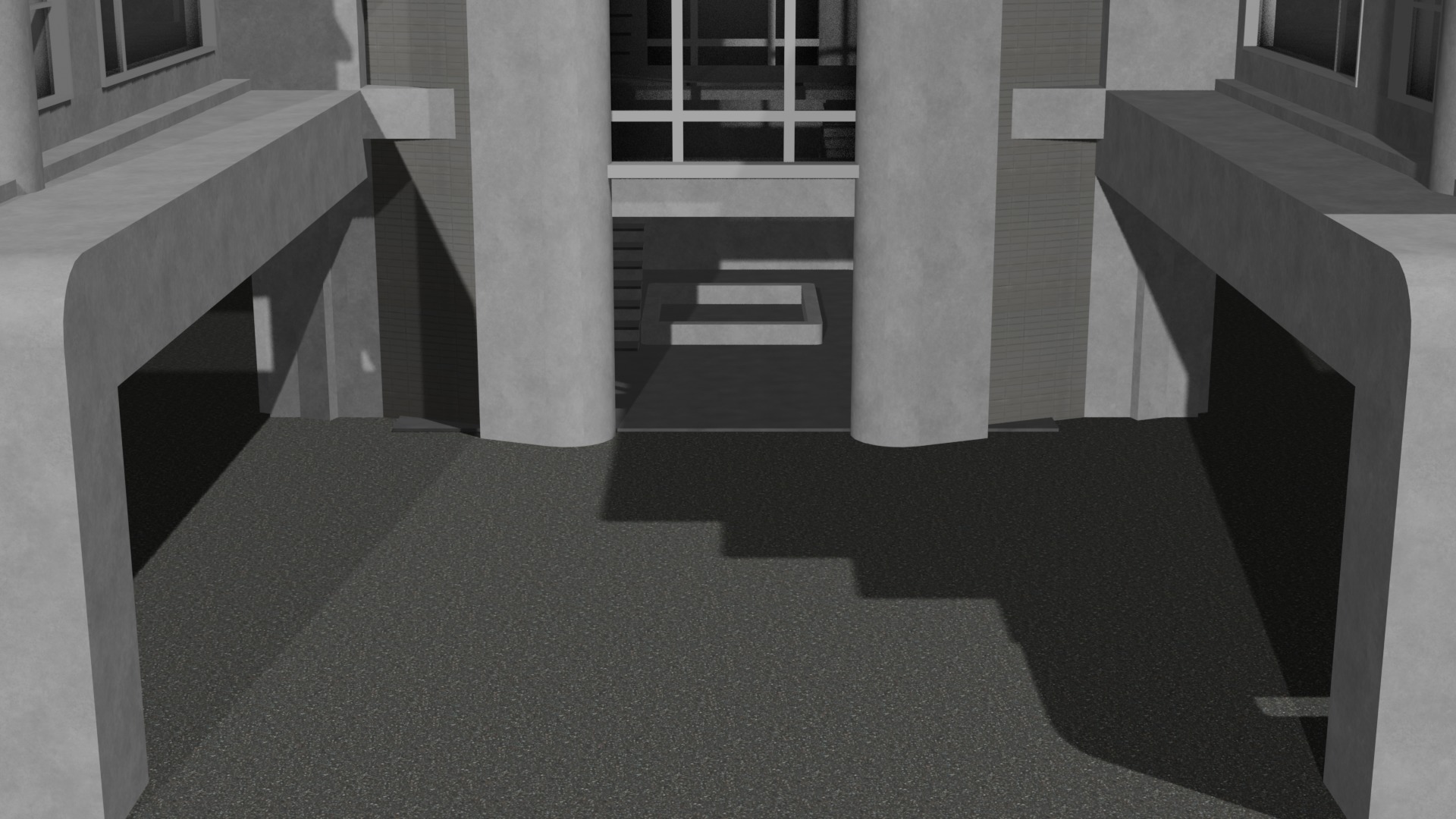 Modern Atrium Apartment Complex Low-poly 3D model_3