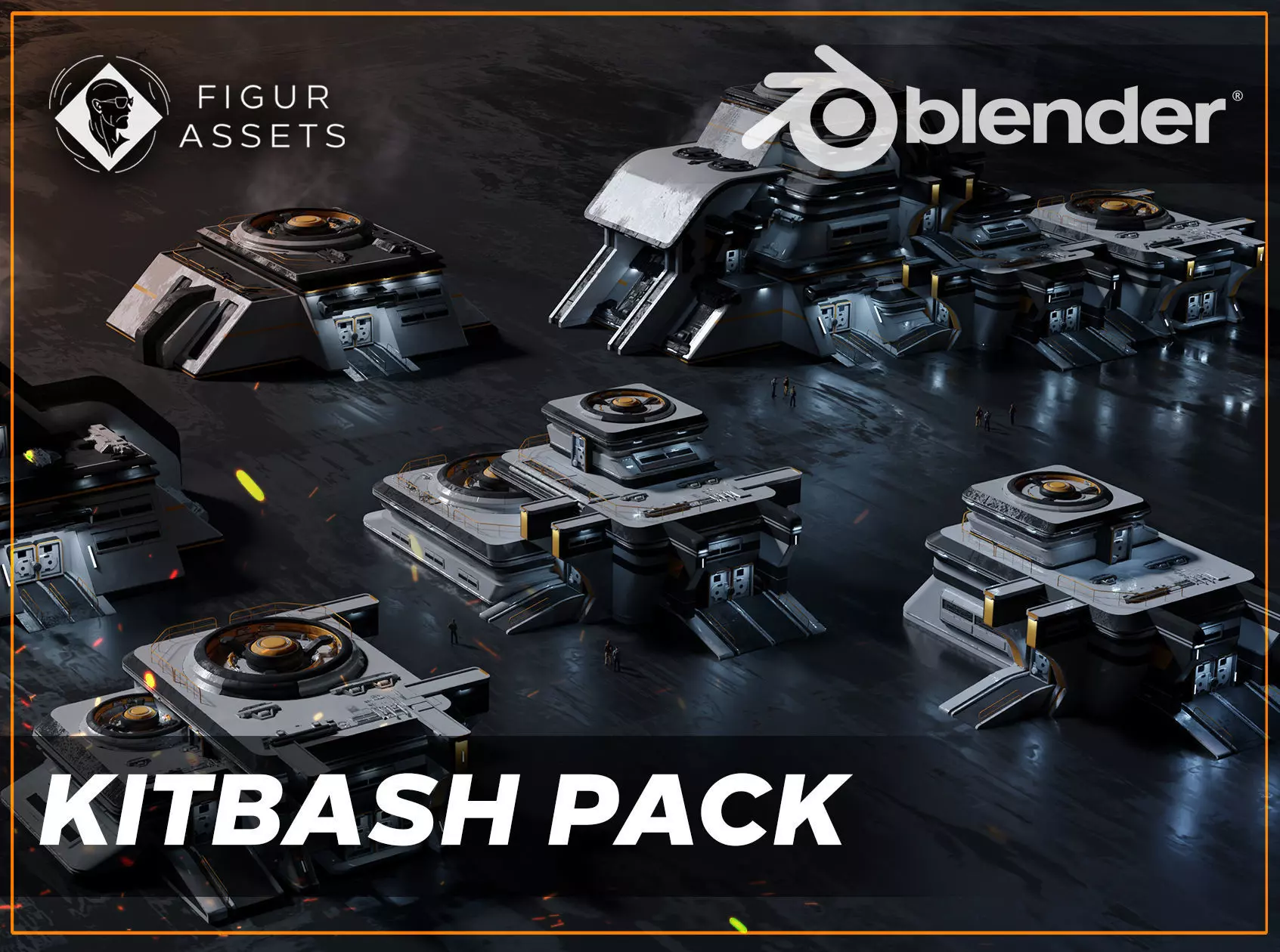 SCI-FI BUILDING - 3D Kitbash Asset Pack - VOL 01 3D model_0