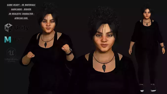 AAA 3D REALISTIC FEMALE CHARACTER - AFRICAN GIRL