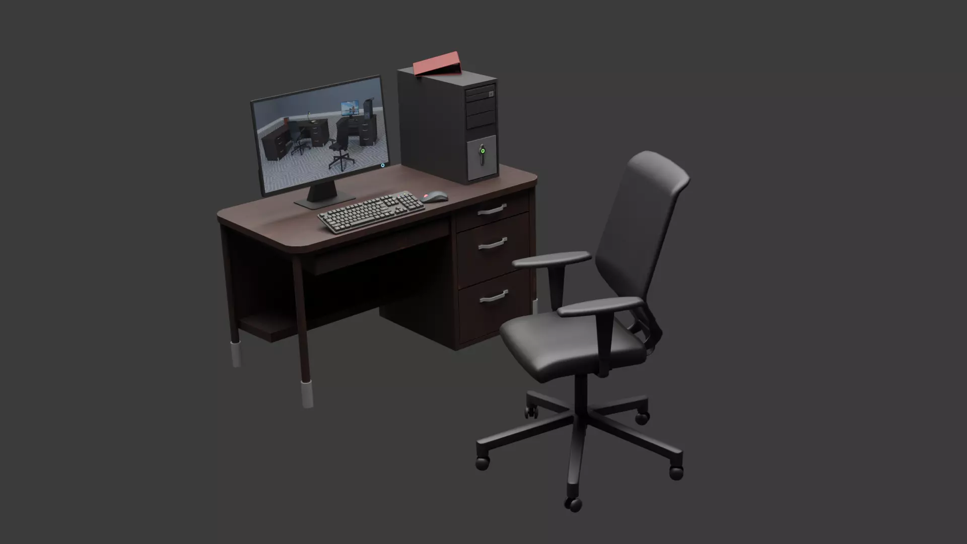 Office Props Free low-poly 3D model_0