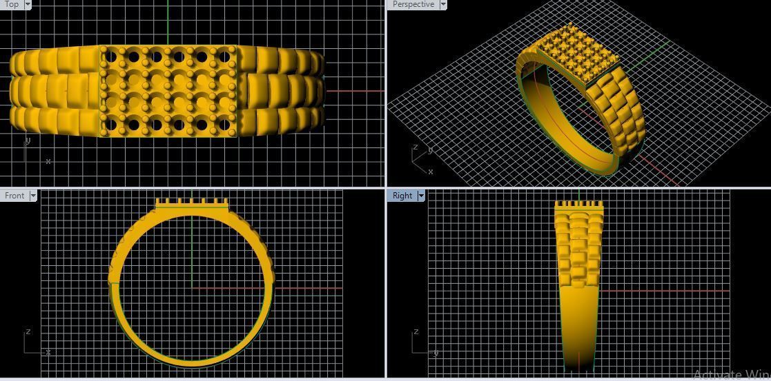 Gents Cluster Ring 3dm file 3D print model_2